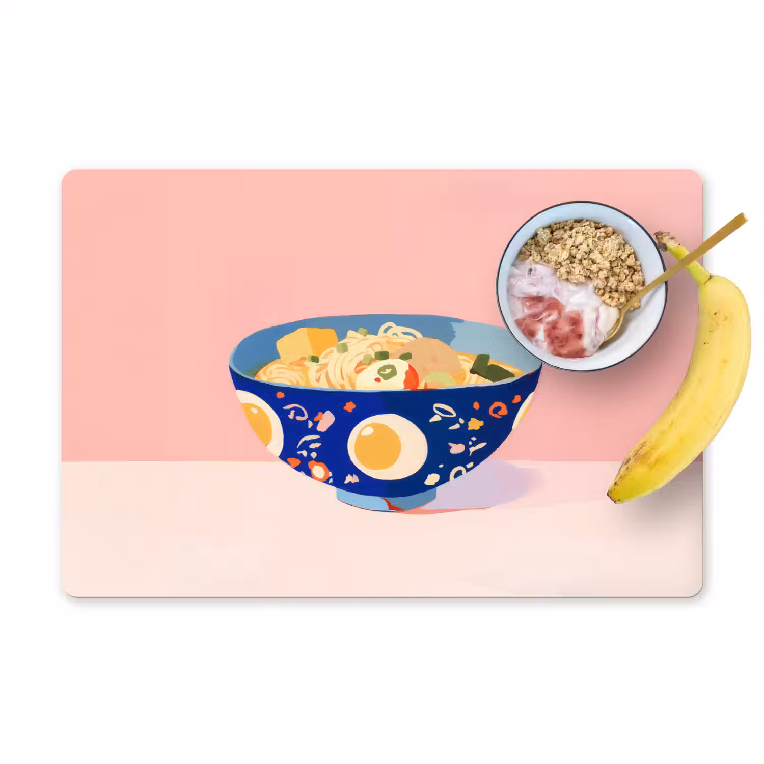 Noodles - Kom - Blauw - Illustratie Placemat vinyl groot -zzzproduct_Kitchenyeah-website