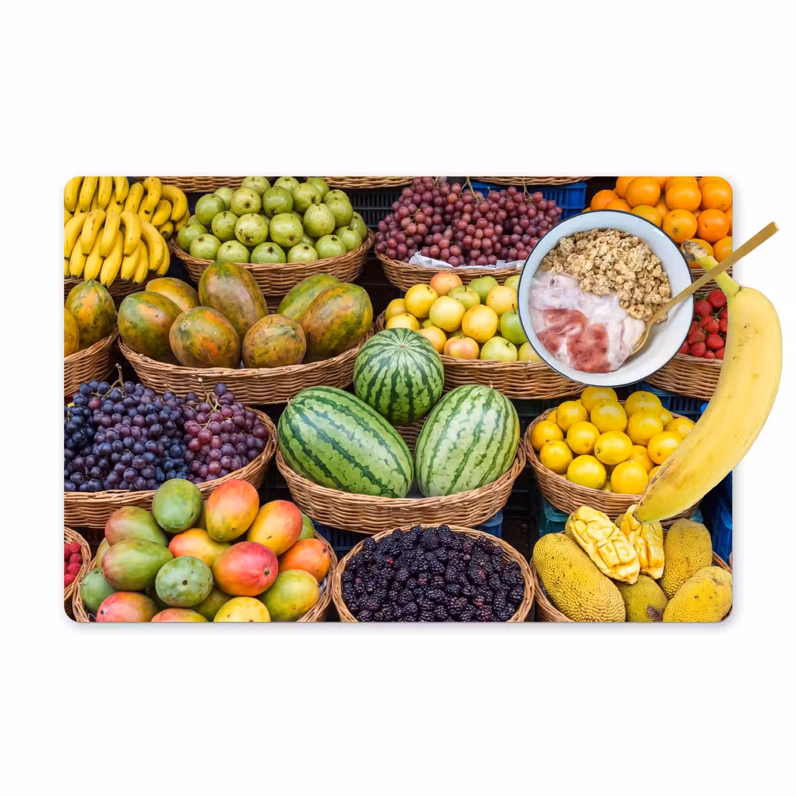 Tischset - 6 Stück - Obst – Markt – Bunt - Fruit - Markt - Kleurrijk Placemat vinyl groot