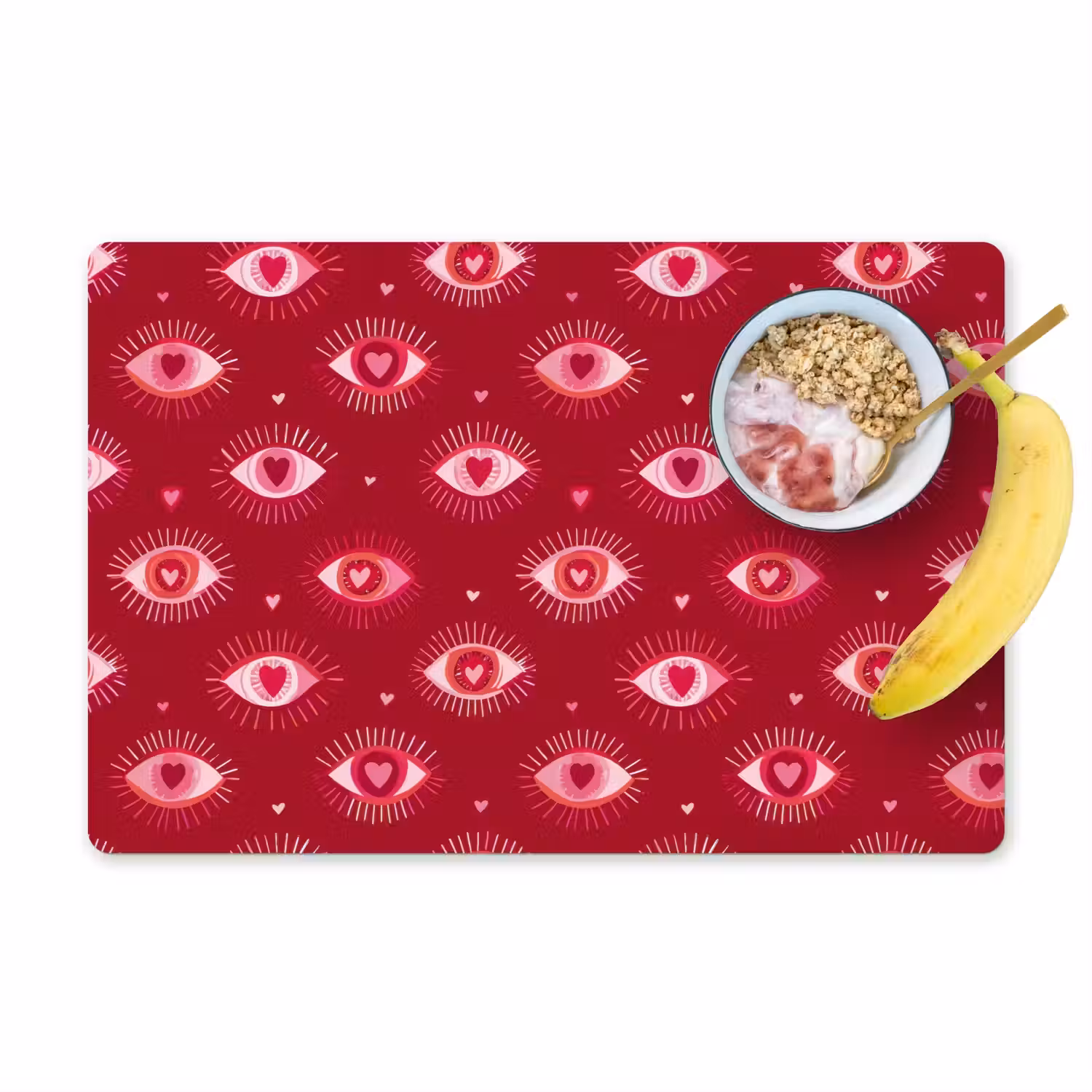Ogen - Patroon - Roze - Donkerrood Placemat vinyl groot 368 -zzzproduct_Kitchenyeah-website