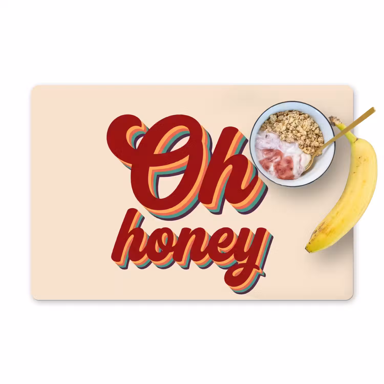 Oh honey - Rood - Schaduw Placemat vinyl groot -zzzproduct_Kitchenyeah-website