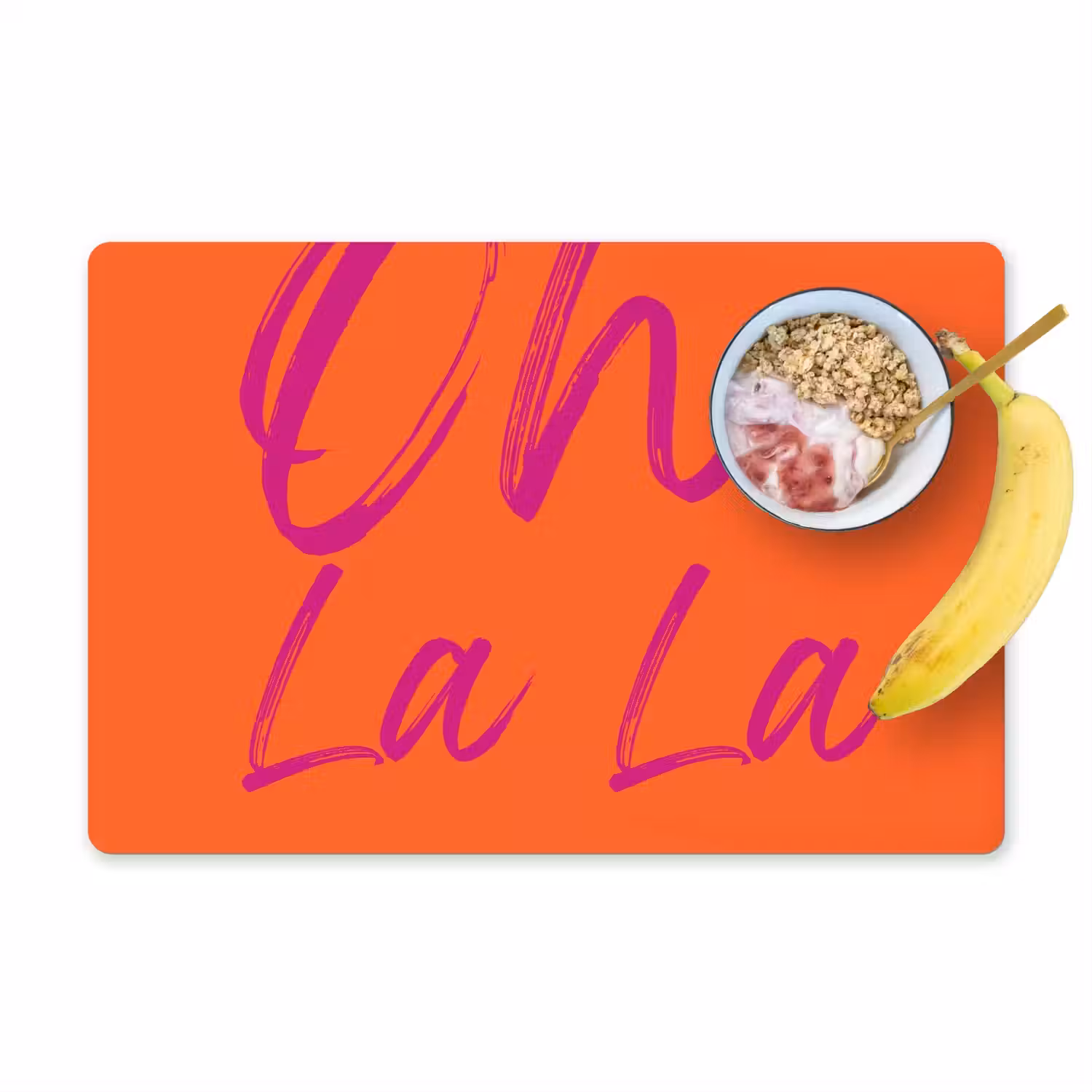 Oh la la - Oranje - Roze - Grafisch Placemat vinyl groot -zzzproduct_Kitchenyeah-website