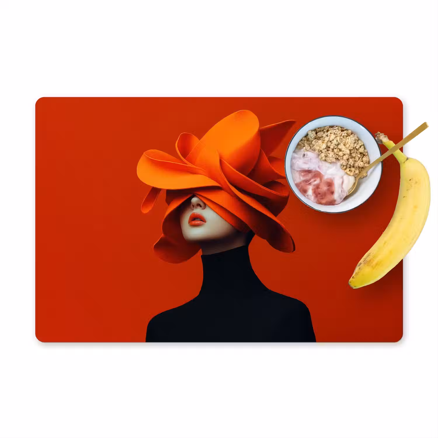 Oranje - Hoed - Vrouw Placemat vinyl groot -zzzproduct_Kitchenyeah-website