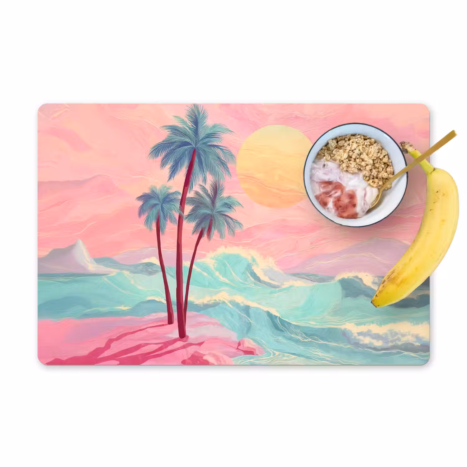 Palmbomen - Golven - Zee Placemat vinyl groot -zzzproduct_Kitchenyeah-website