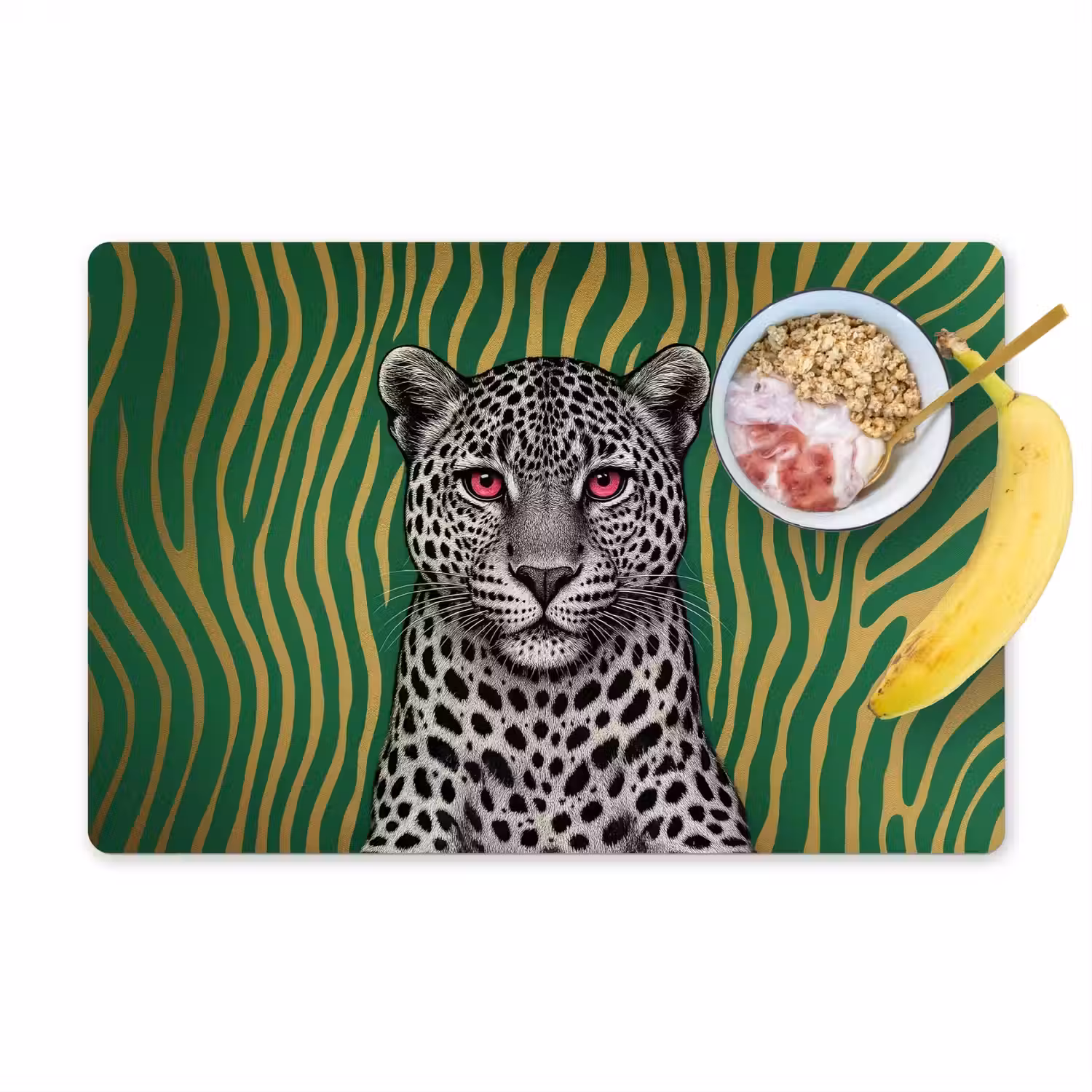 Panter - Zebrapatroon - Groen Placemat vinyl groot -zzzproduct_Kitchenyeah-website