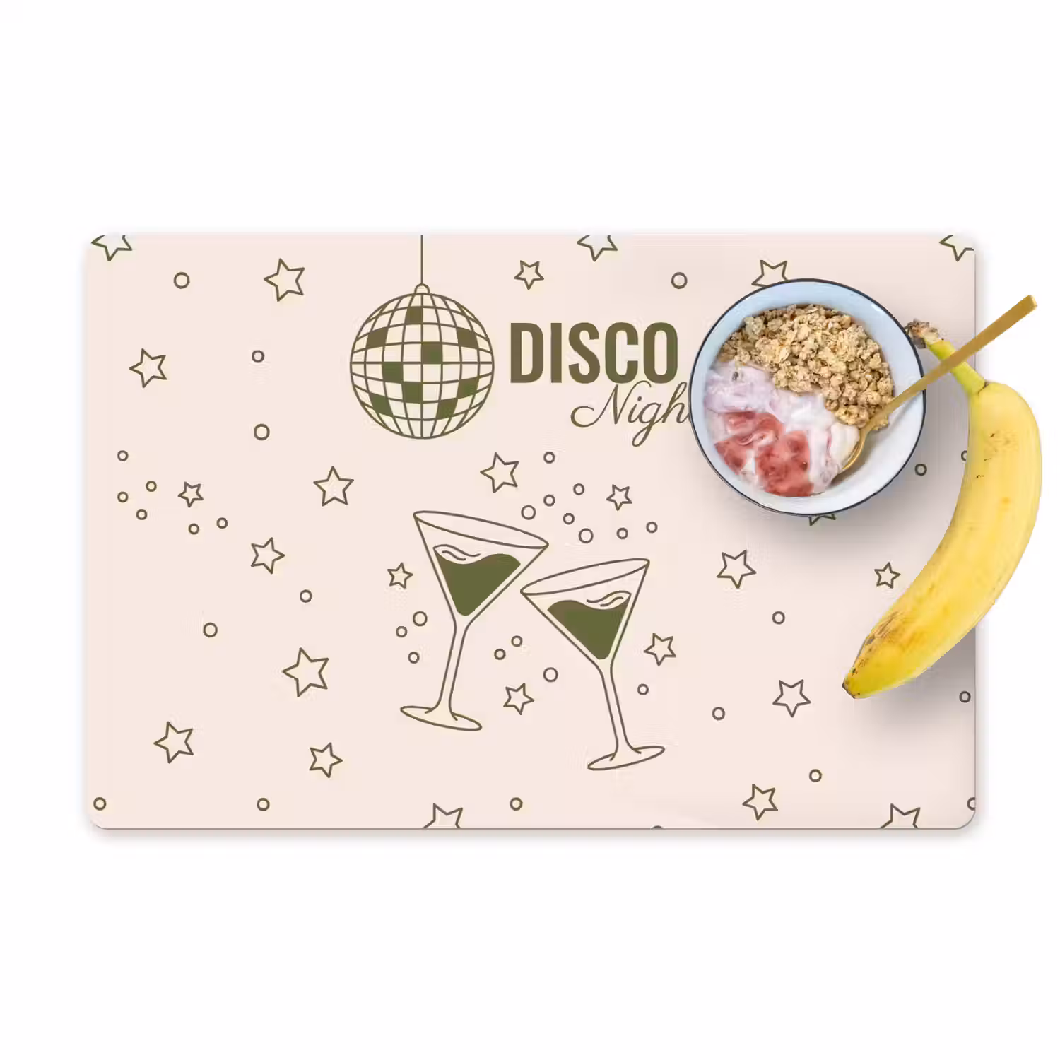 Feest - Disco - Drank - Illustratie - Groen Placemat vinyl groot -zzzproduct_Kitchenyeah-website
