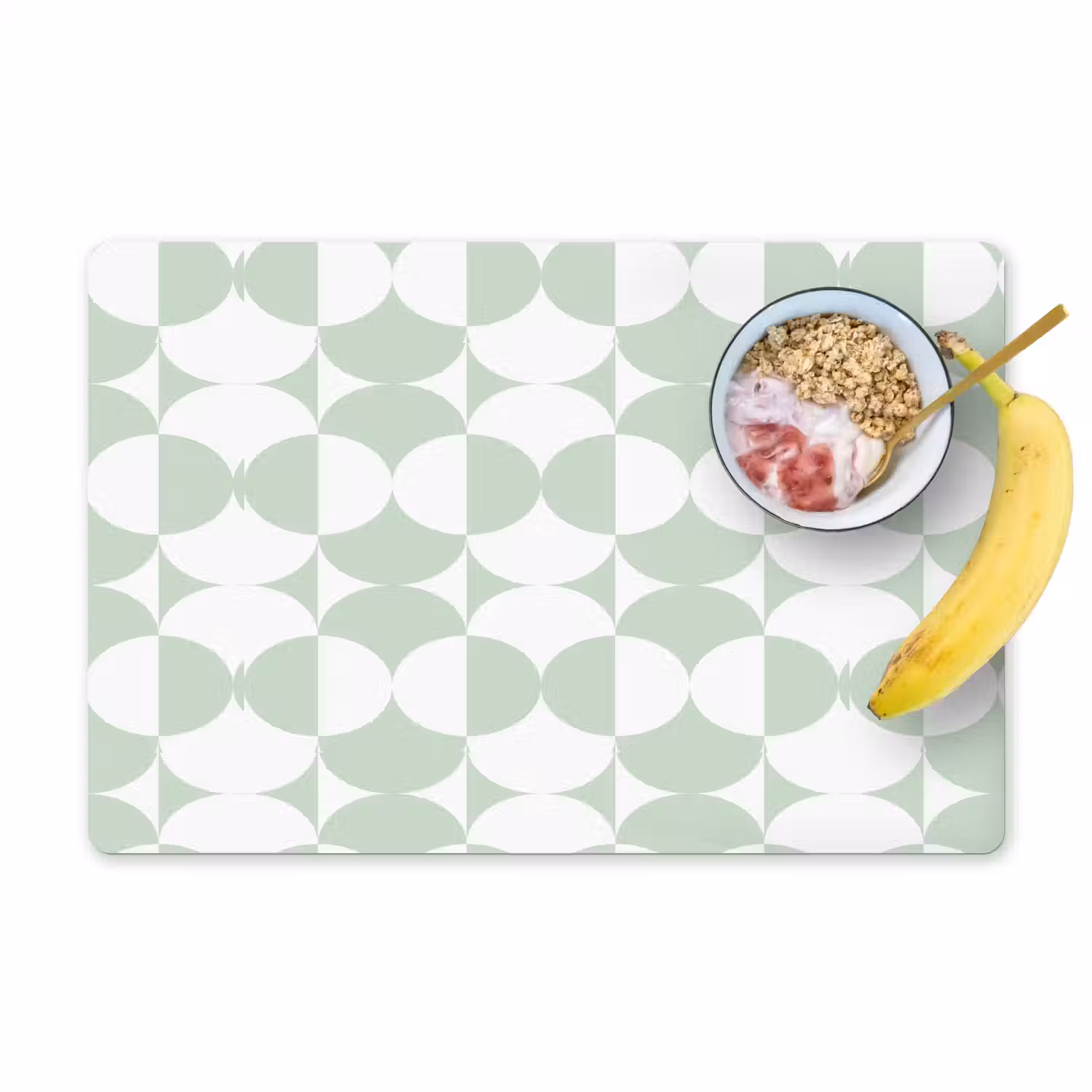 Wit - Groen - Cirkels Placemat vinyl groot 368 -zzzproduct_Kitchenyeah-website