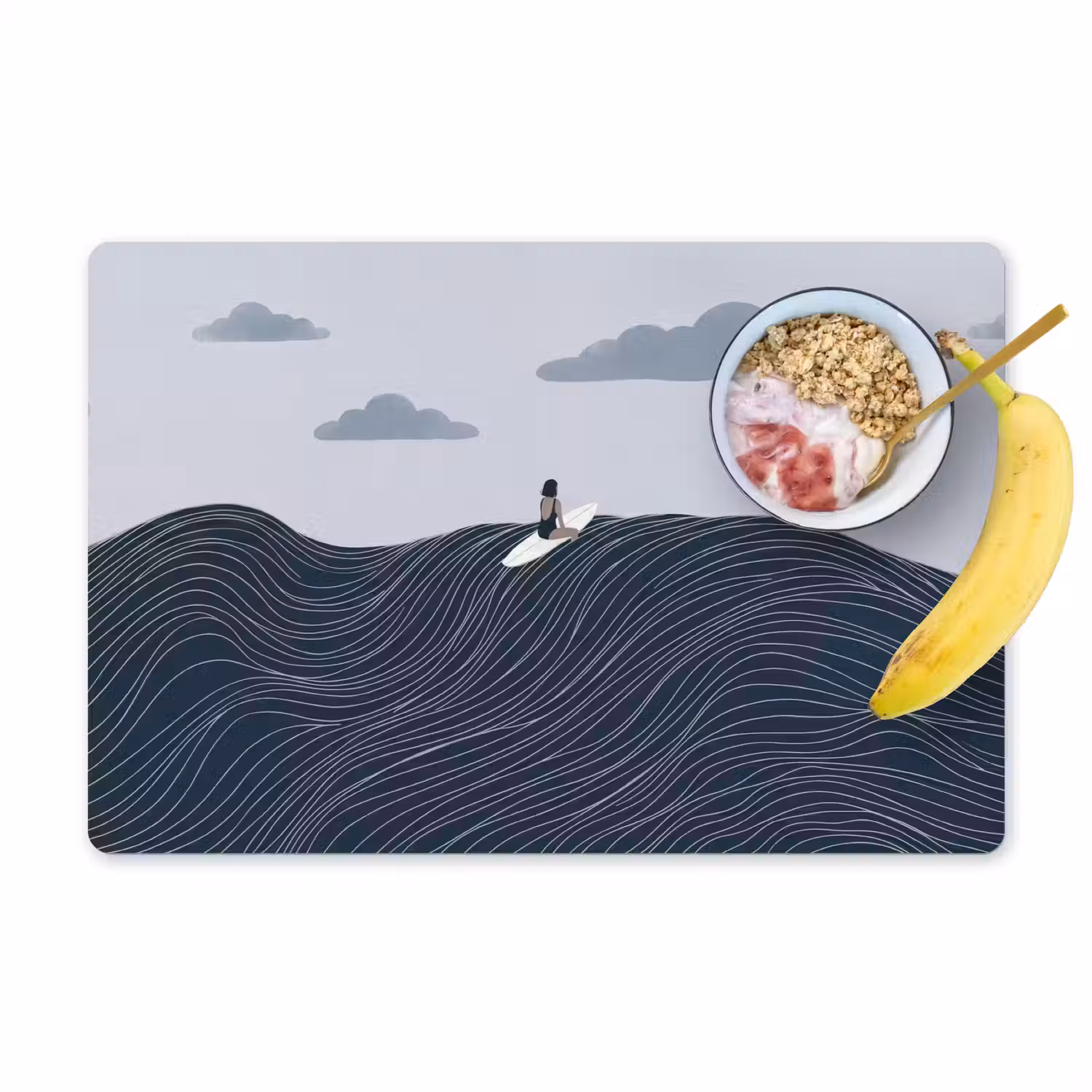 Persoon - Surfen - Oceaan - Natuur - Modern Placemat vinyl groot -zzzproduct_Kitchenyeah-website