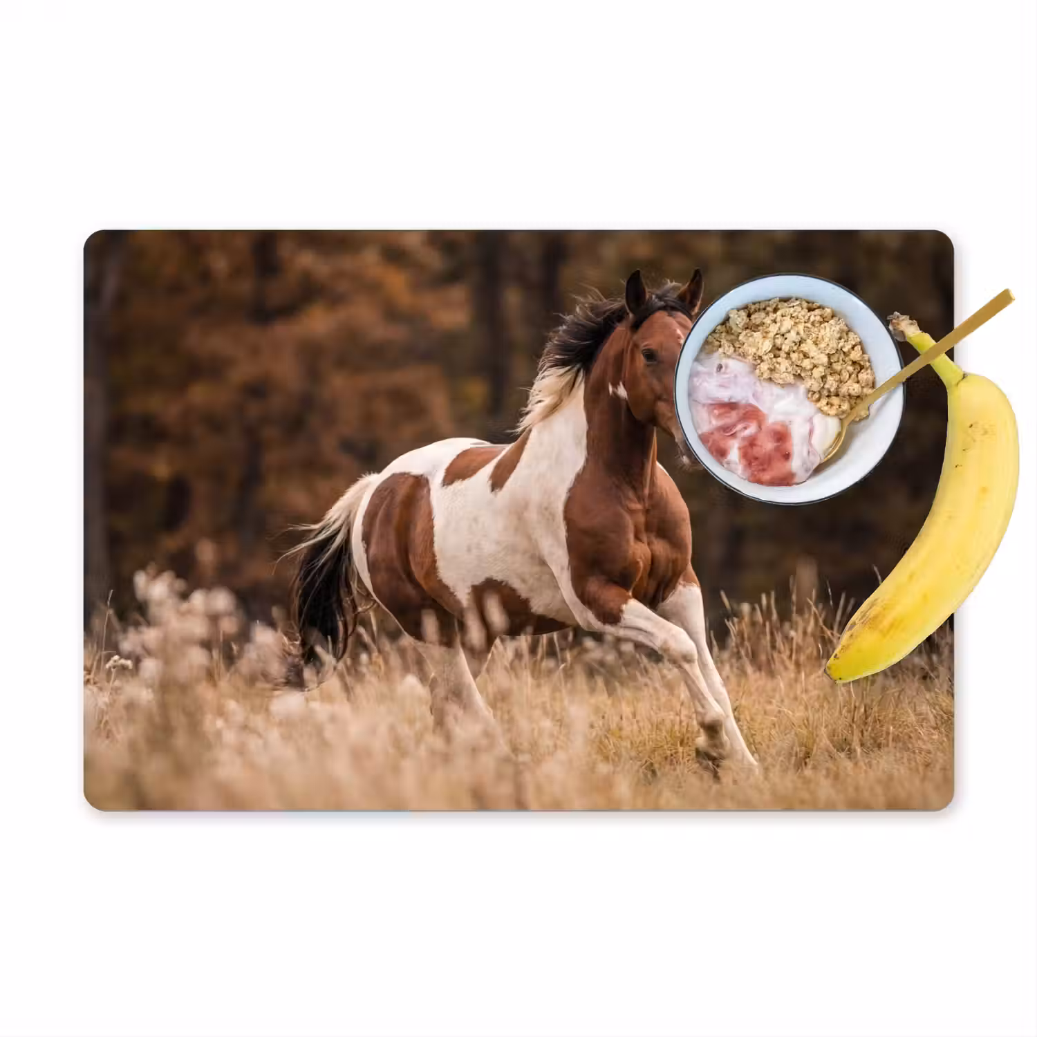 Paard - Bruin - Gras Placemat vinyl groot -zzzproduct_Kitchenyeah-website