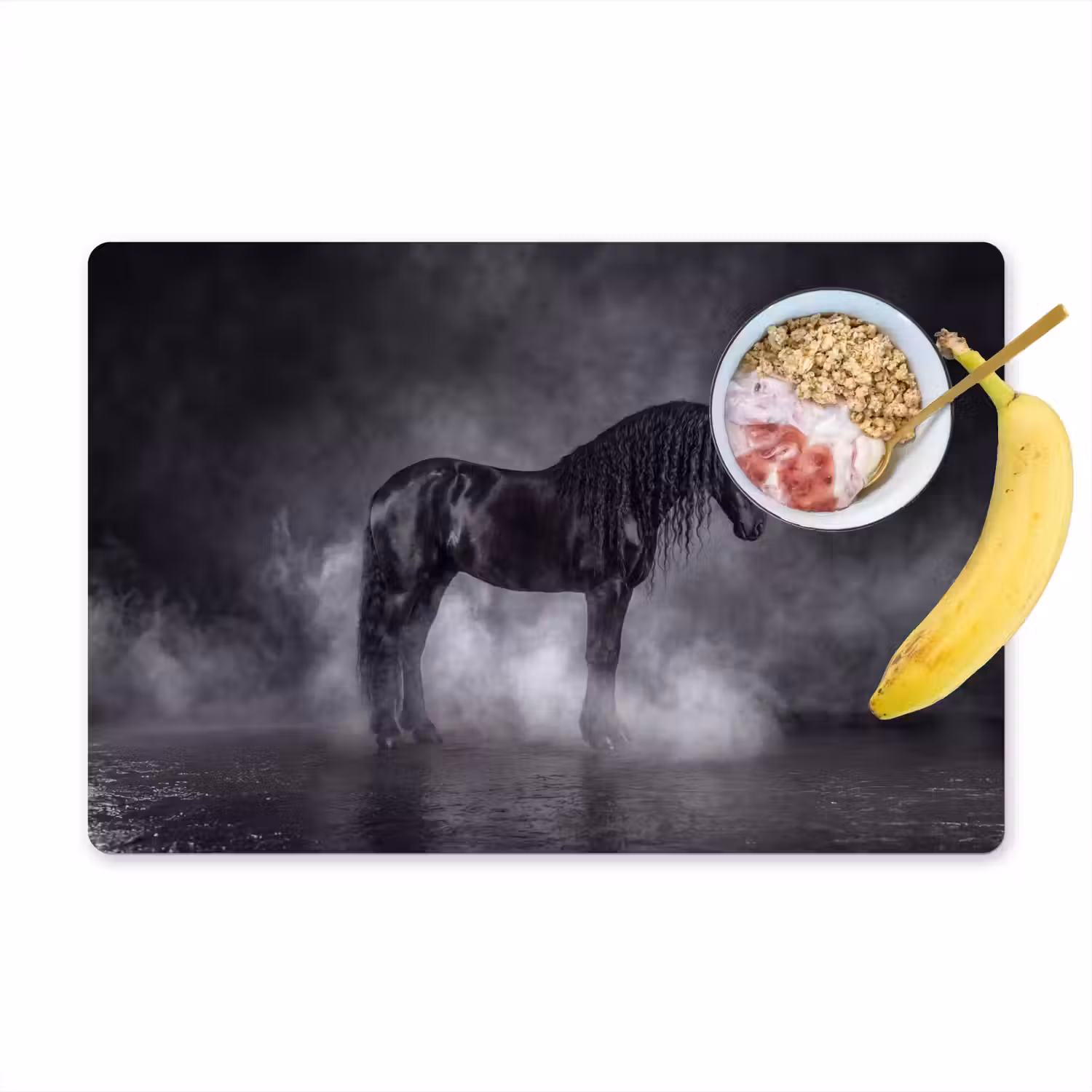 Paard - Magisch - Zwart Placemat vinyl groot -zzzproduct_Kitchenyeah-website