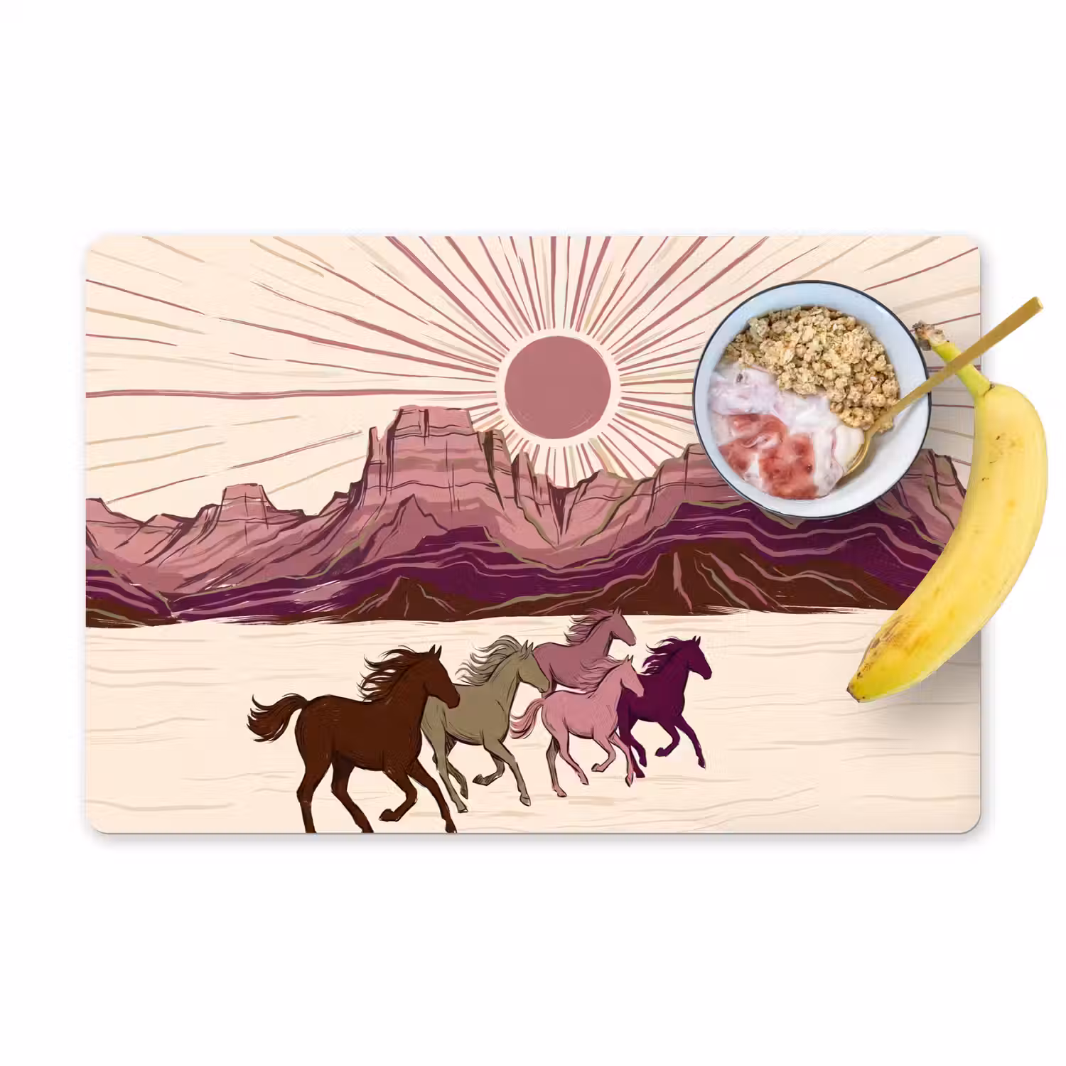 Paarden - Rennend - Woestijn - Natuur - Abstract Placemat vinyl groot -zzzproduct_Kitchenyeah-website
