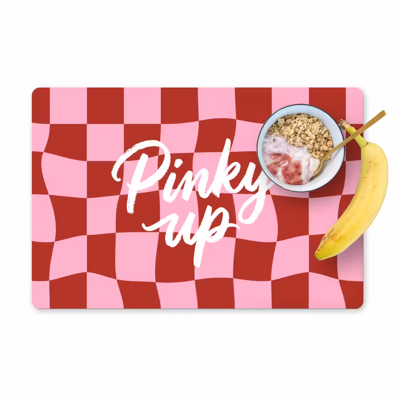 Pinky up - Geblokt - Bordeauxrood Placemat vinyl groot -zzzproduct_Kitchenyeah-website