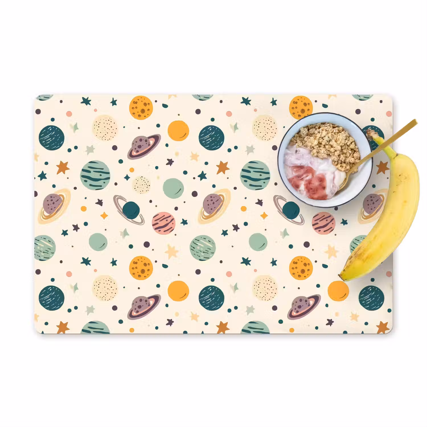 Planeten - Retro - Kleurrijk Placemat vinyl groot 368 -zzzproduct_Kitchenyeah-website