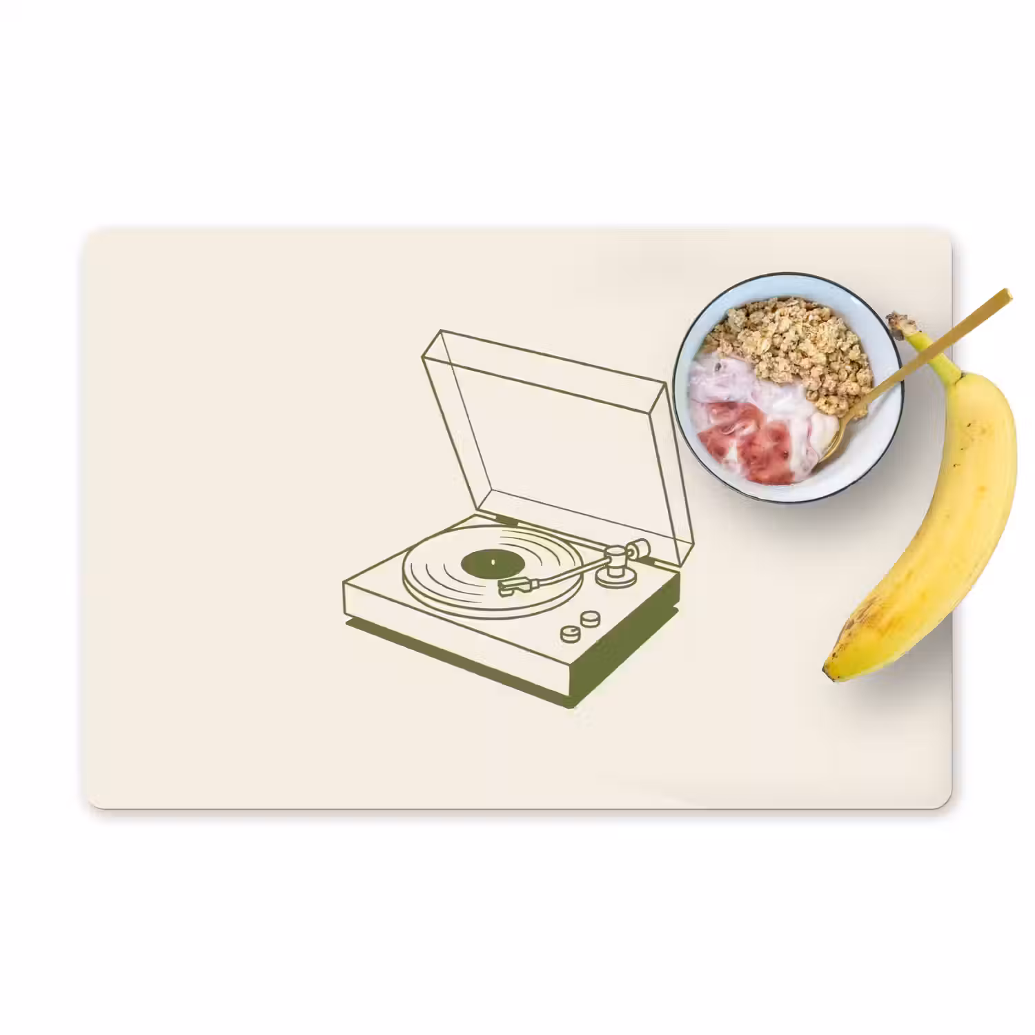 Platenspeler - Vinyl - Muziek - Minimalistisch - Groen Placemat vinyl groot -zzzproduct_Kitchenyeah-website