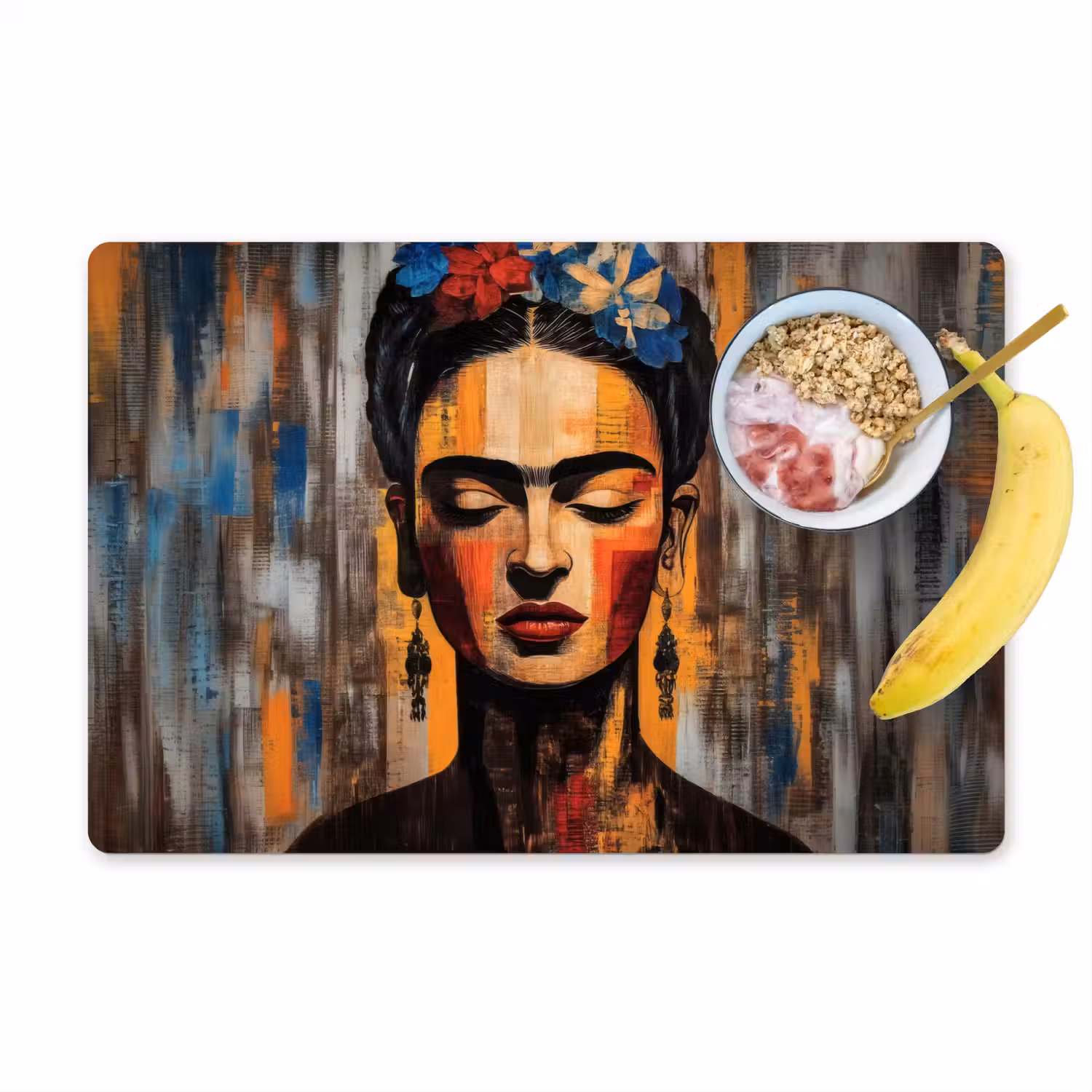 Portret - Vrouw - Bloemen Placemat vinyl groot -zzzproduct_Kitchenyeah-website