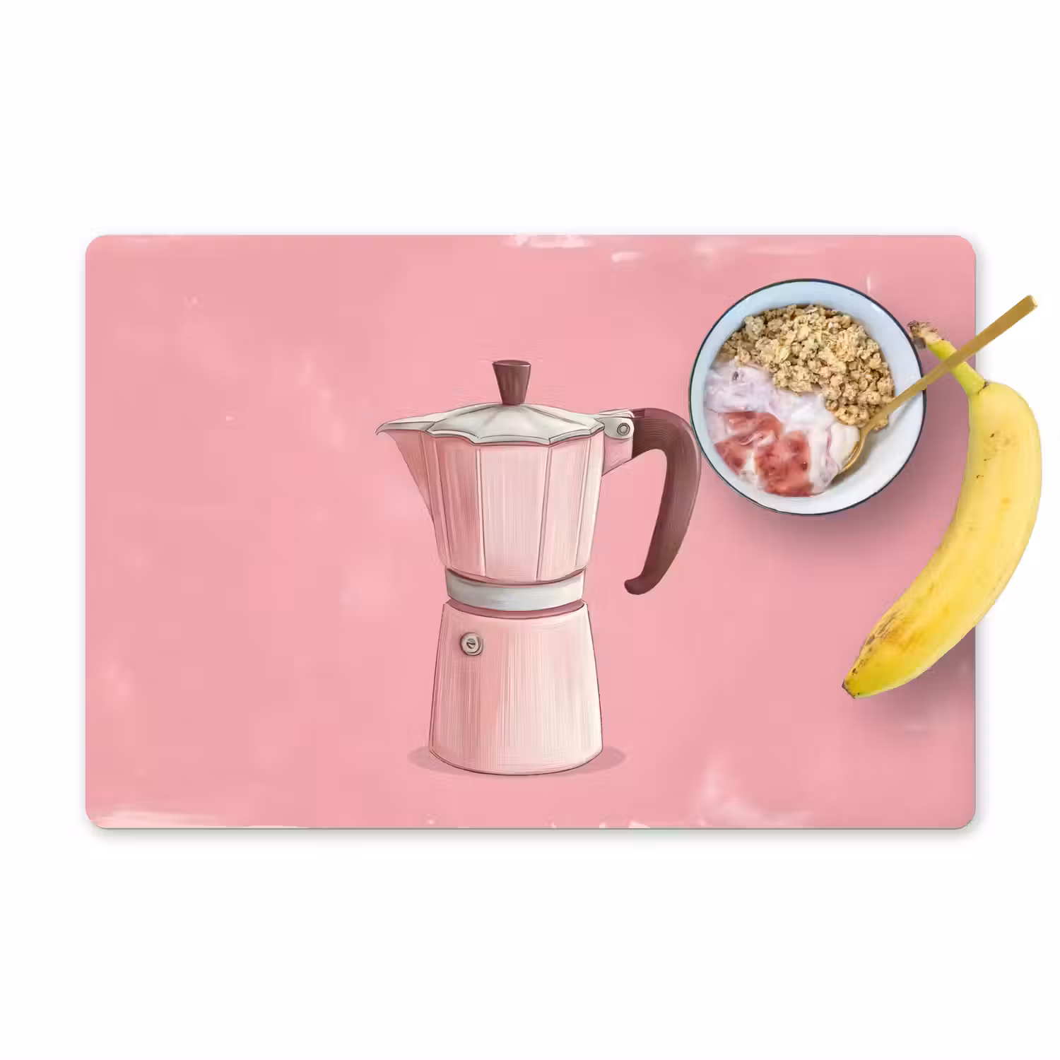 Roze - Mokkapot - Illustratie - Koffie Placemat vinyl groot -zzzproduct_Kitchenyeah-website