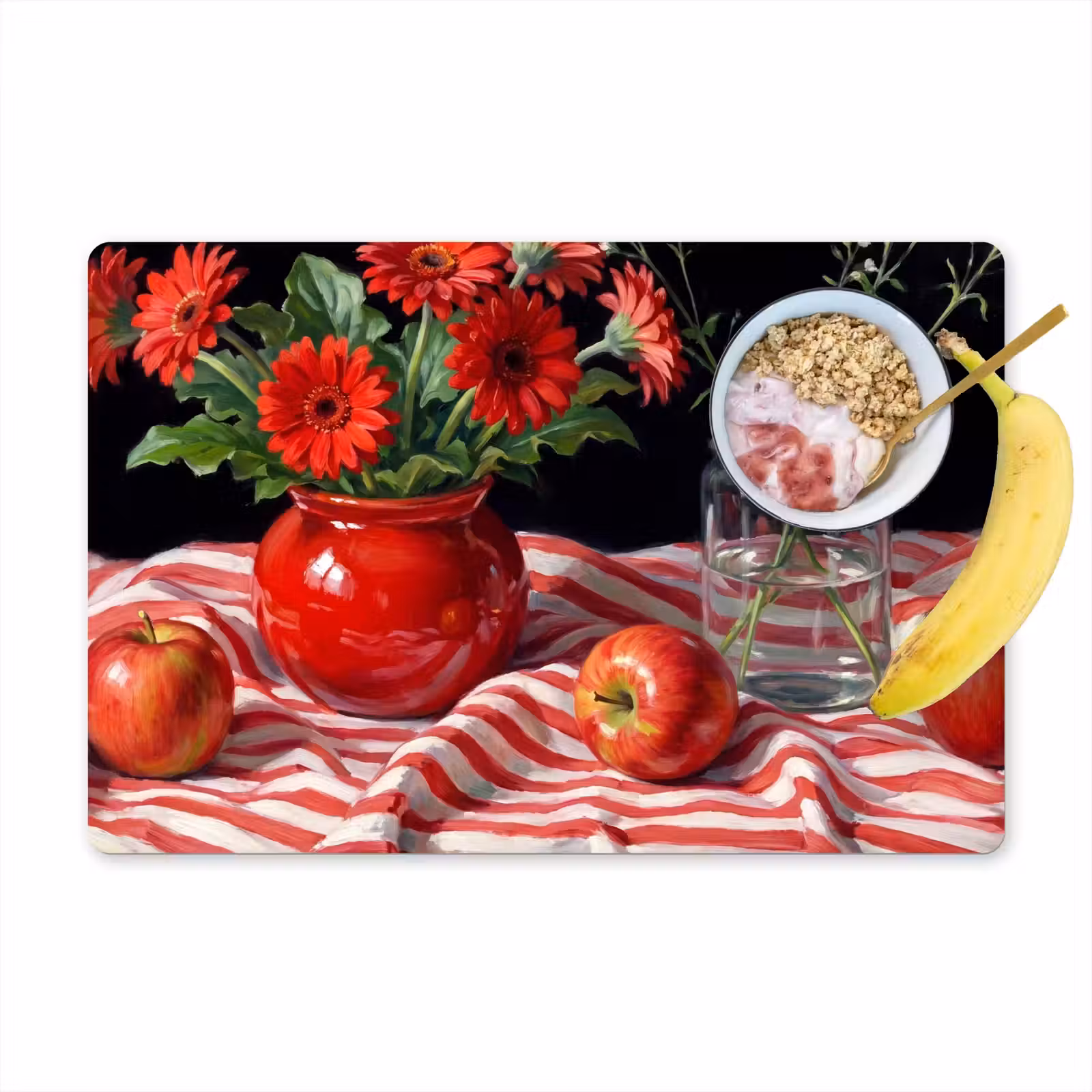 Tischset - 6 Stück - Rote Blumen – Vase - Rode bloemen - Vaas Placemat vinyl groot