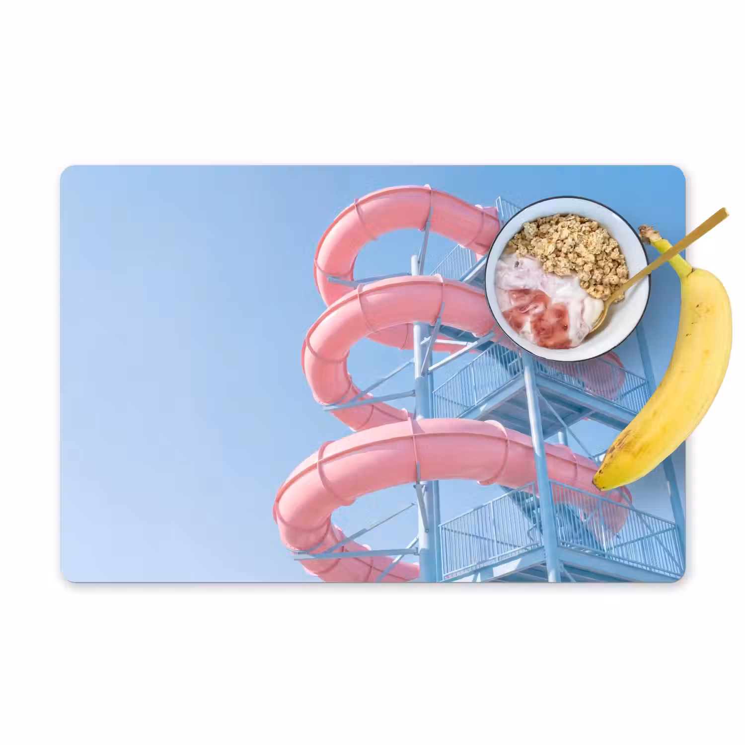Glijbaan - Waterpark - Spiraal - Modern - Roze Placemat vinyl groot -zzzproduct_Kitchenyeah-website
