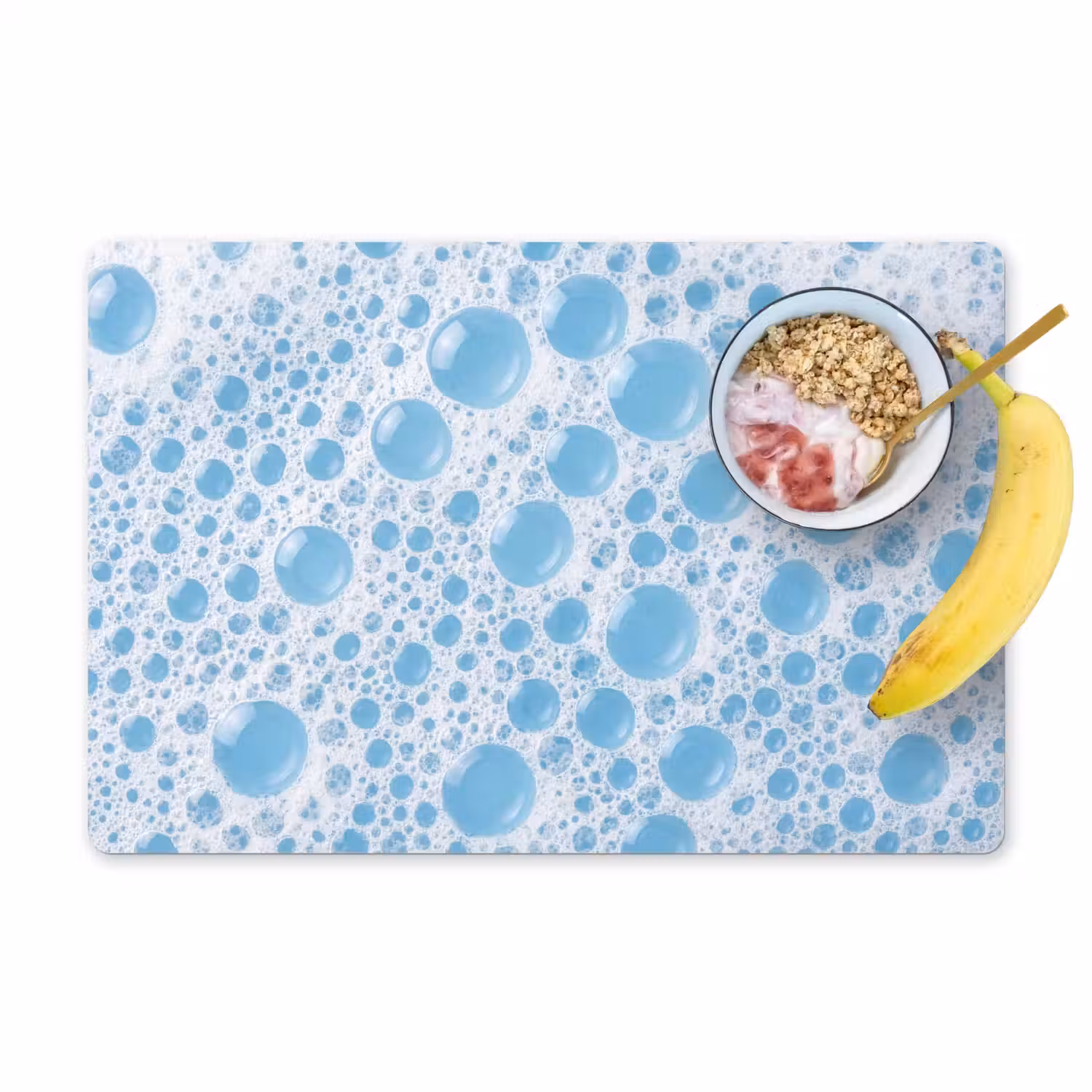 Schuim - Bubbels - Blauw Placemat vinyl groot -zzzproduct_Kitchenyeah-website