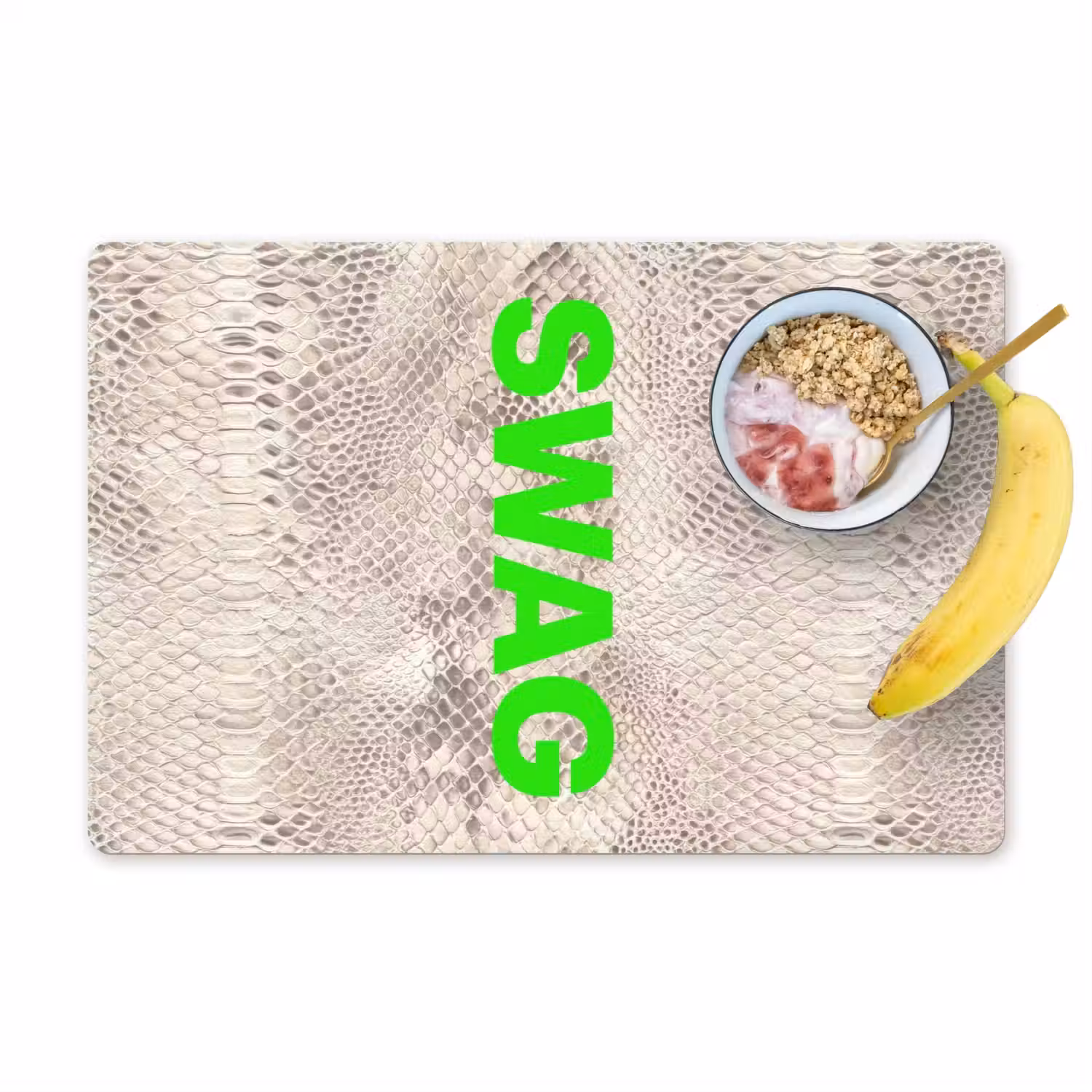 Slangenprint - SWAG - Neon - Groen Placemat vinyl groot -zzzproduct_Kitchenyeah-website