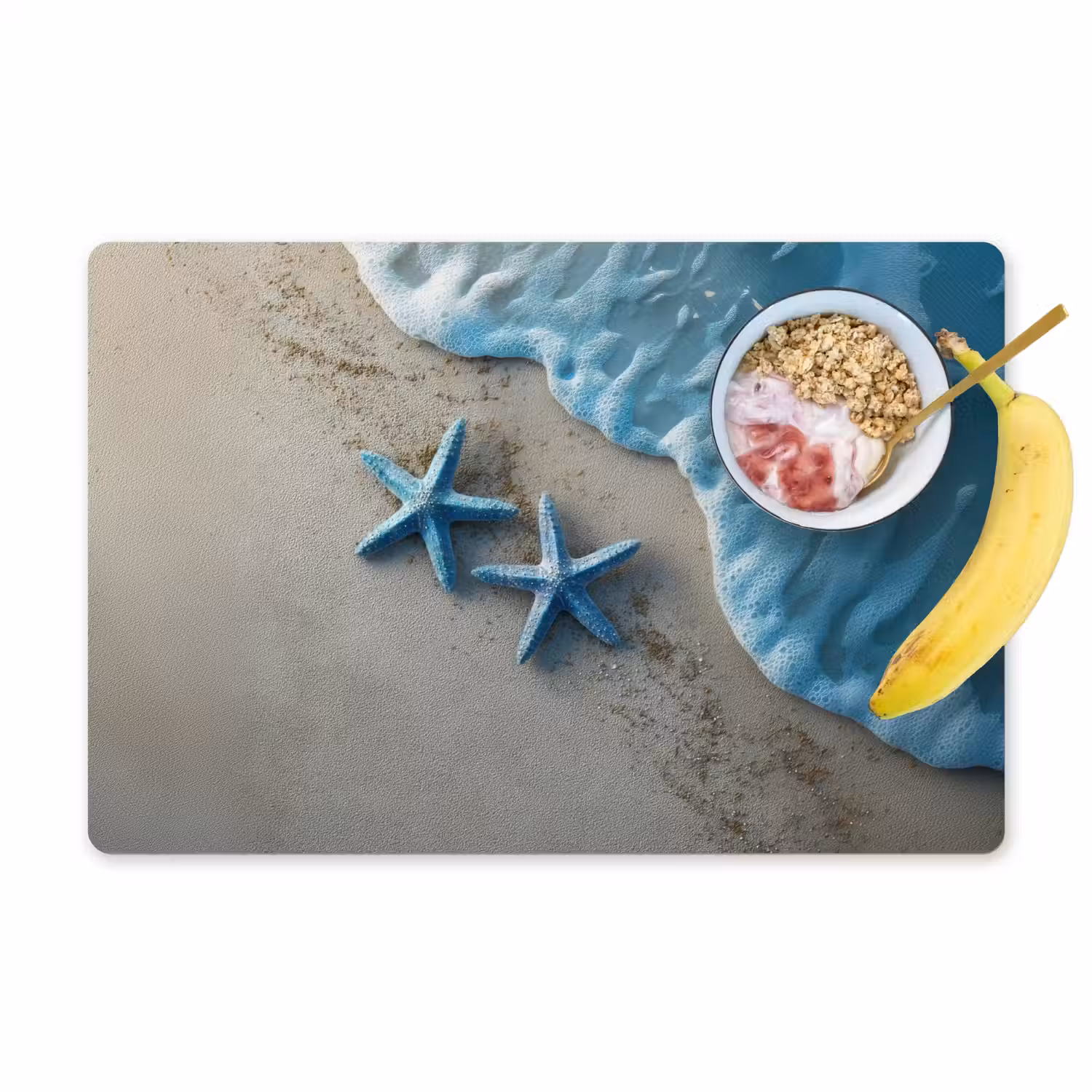 Zeesterren - Zand - Zee - Blauw Placemat vinyl groot -zzzproduct_Kitchenyeah-website