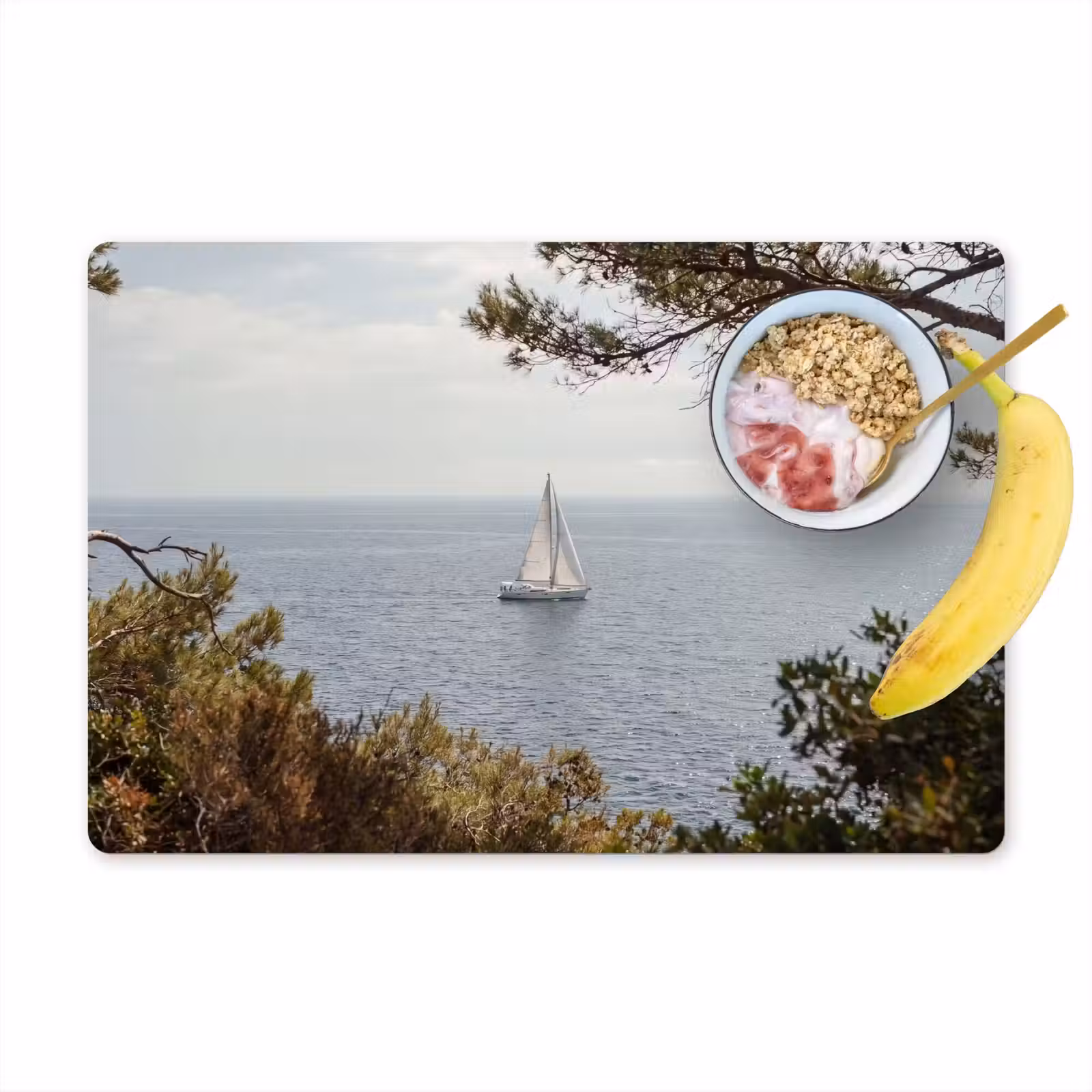 Tischset - 6 Stück - Segelboot – Bäume – Wasser - Zeilboot - bomen - water Placemat vinyl groot