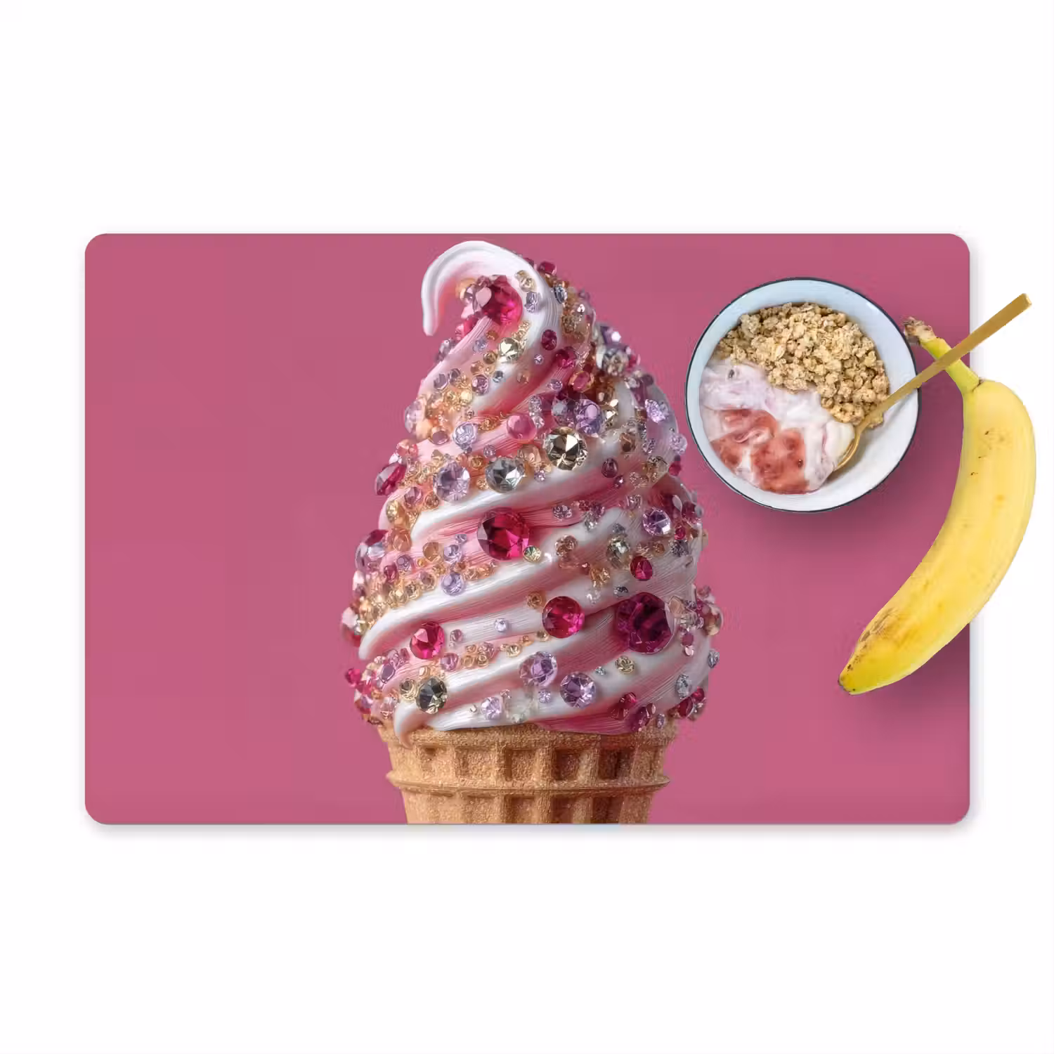 Softijs - Edelstenen - Roze - Hoorntje Placemat vinyl groot -zzzproduct_Kitchenyeah-website