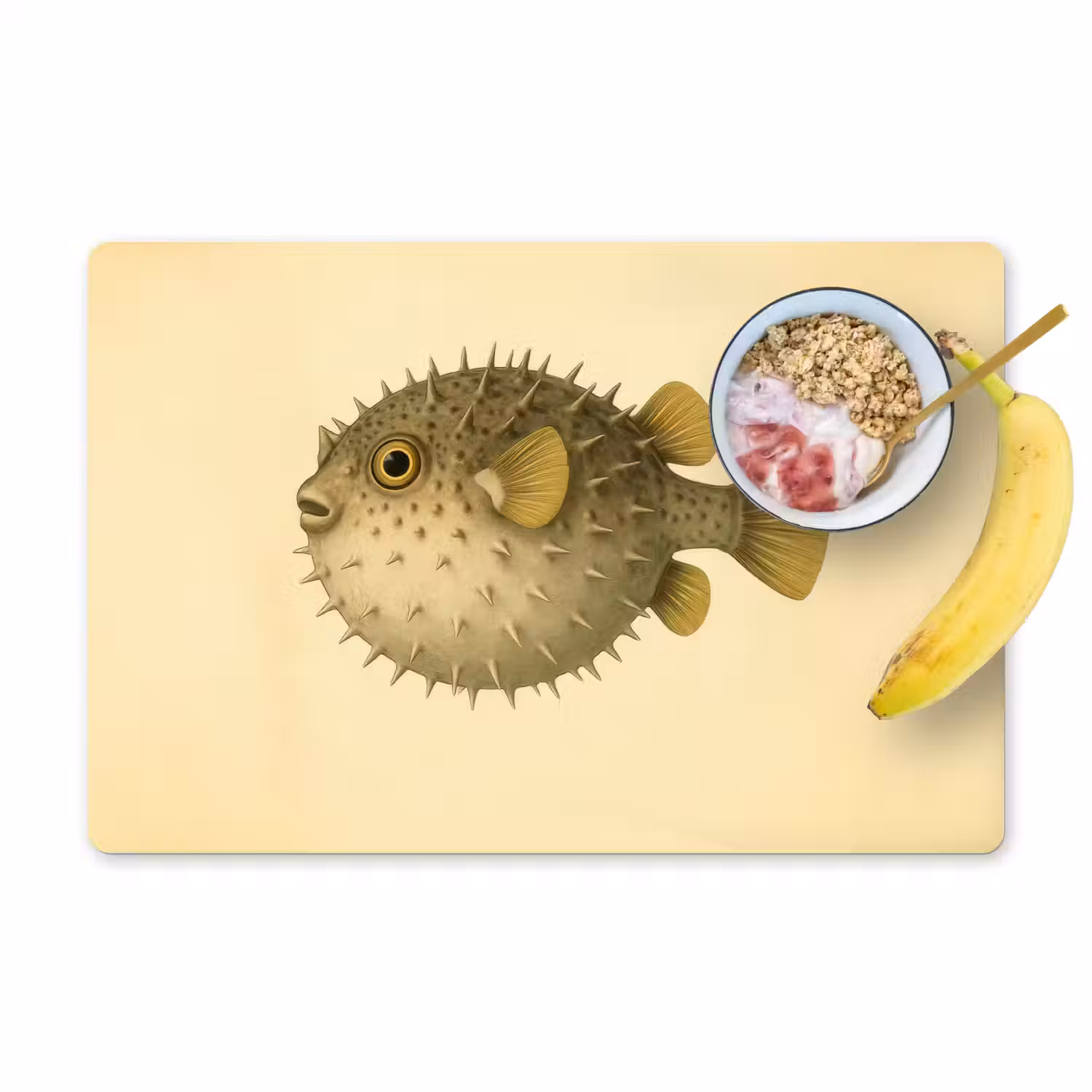 Stekels - Vis - Opgeblazen - Bruin Placemat vinyl groot -zzzproduct_Kitchenyeah-website