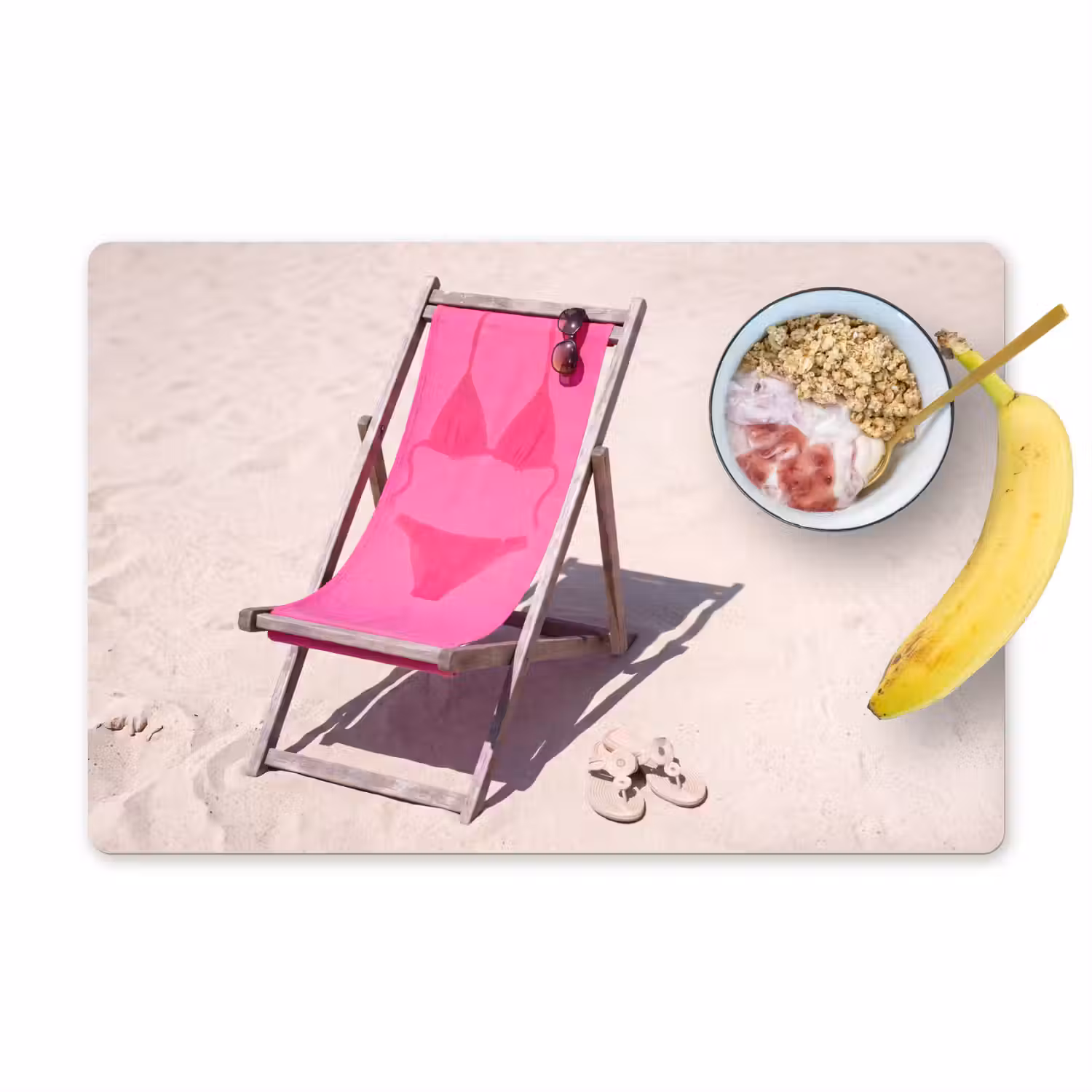 Strand - Ligstoel - Badkleding - Zomer - Roze Placemat vinyl groot -zzzproduct_Kitchenyeah-website