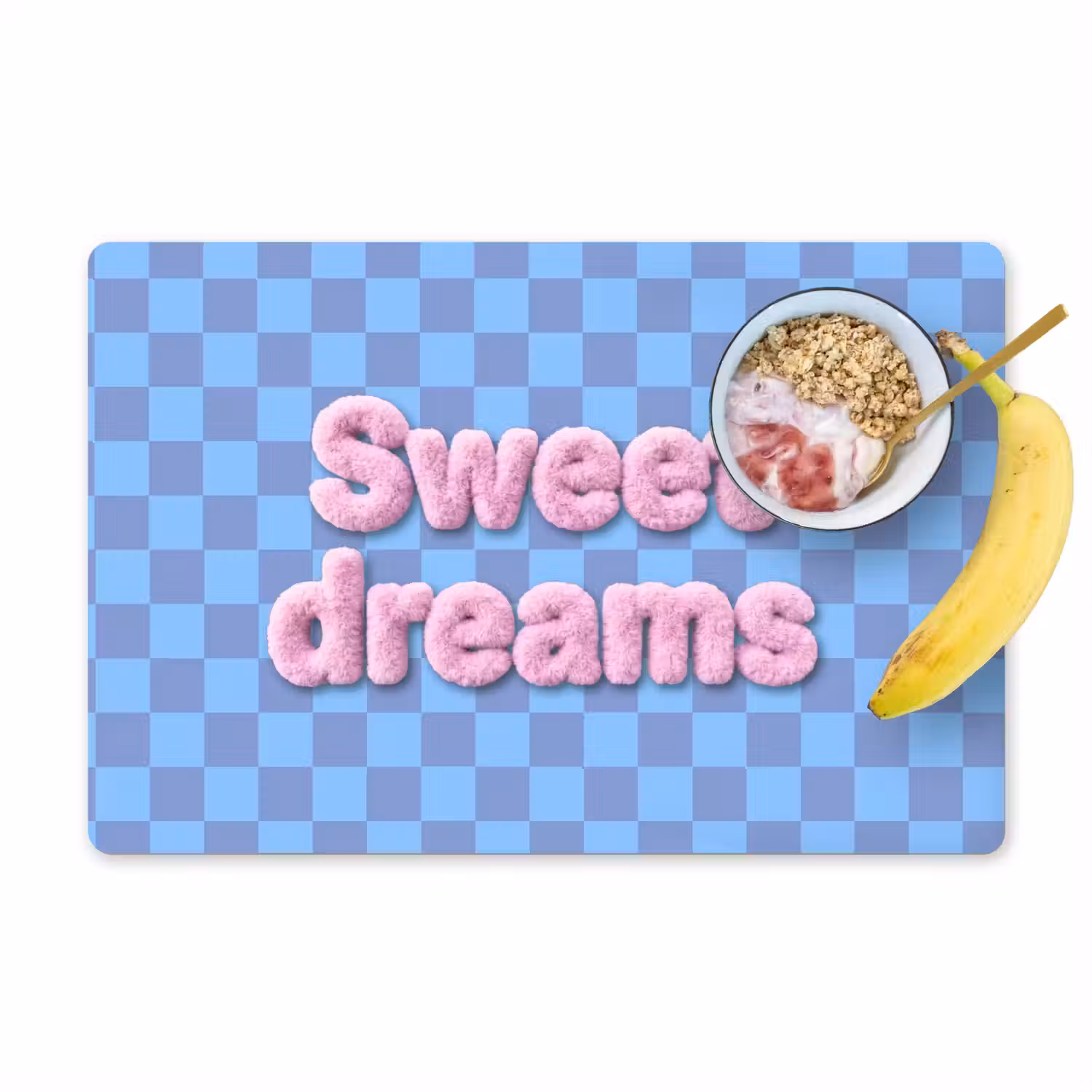 Sweet dreams - Vierkanten - Roze - Blauw Placemat vinyl groot -zzzproduct_Kitchenyeah-website