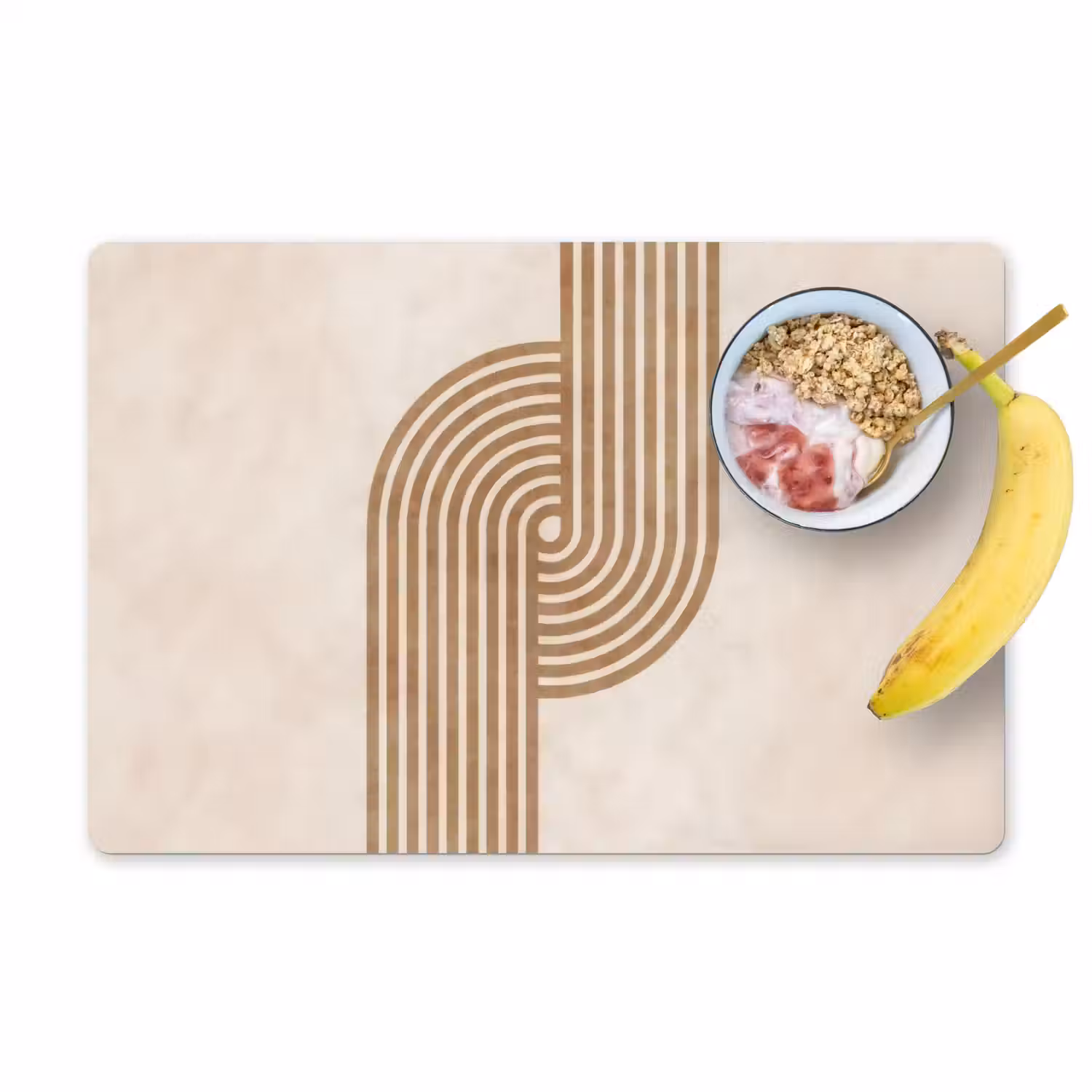 Symmetrische bocht - Koperkleurig Placemat vinyl groot -zzzproduct_Kitchenyeah-website