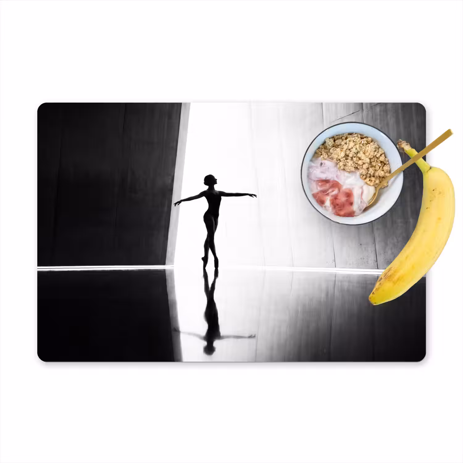 Danser - Silhouette - Kunst - Modern - Zwart-wit Placemat vinyl groot -zzzproduct_Kitchenyeah-website