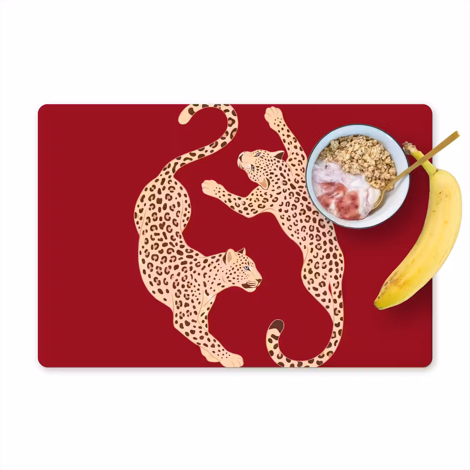 Dieren - Luipaard - Abstract - Rood - Modern Placemat vinyl groot -zzzproduct_Kitchenyeah-website