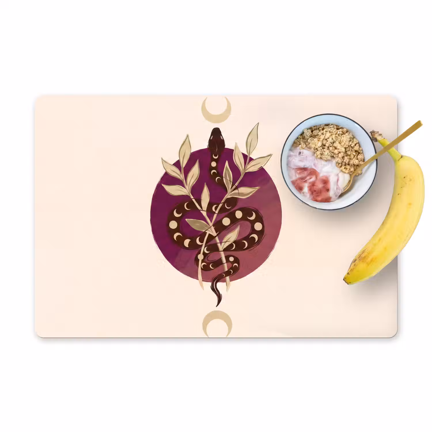 Dieren - Slang - Maan - Mystiek - Abstract Placemat vinyl groot -zzzproduct_Kitchenyeah-website
