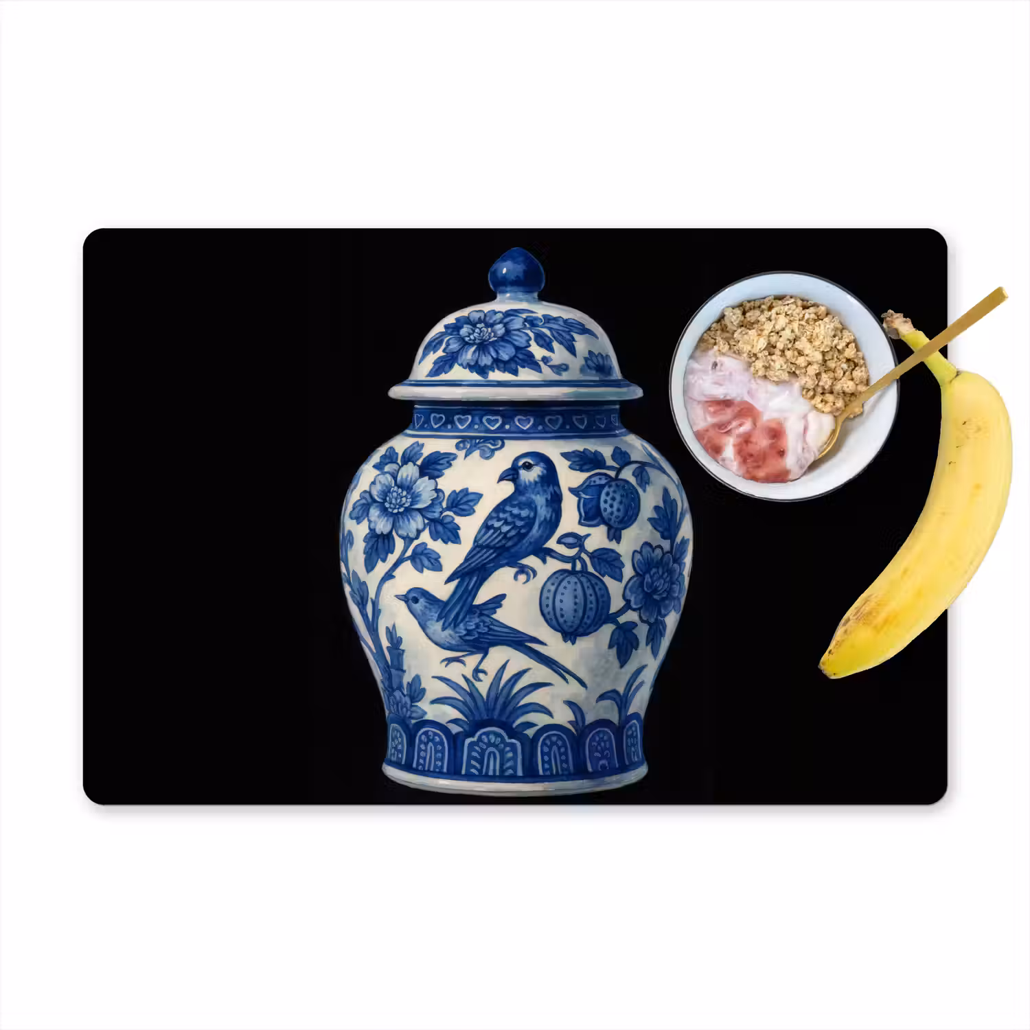 Pot - Delfts Blauw - Bloemen Placemat vinyl groot -zzzproduct_Kitchenyeah-website