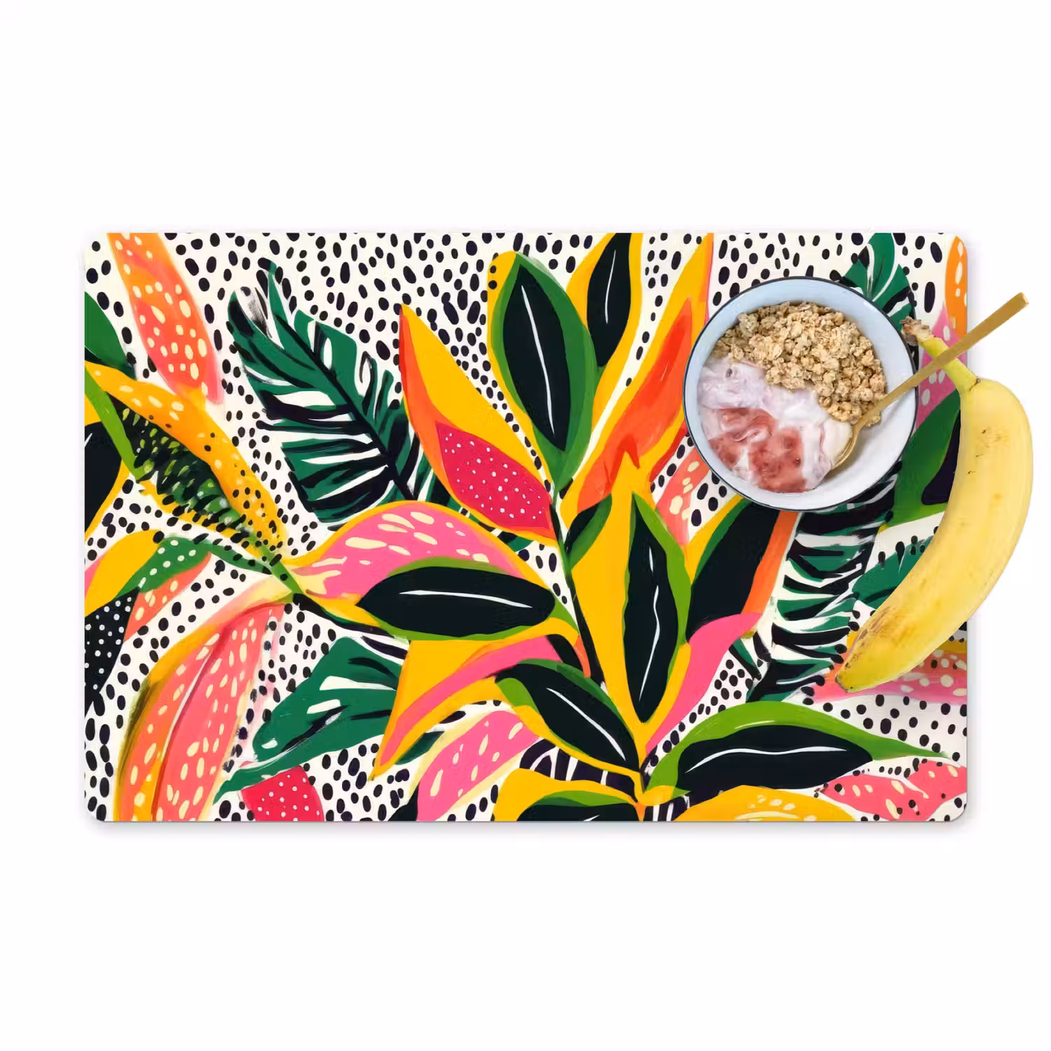 Tropisch - Bladeren - Zwart - wit Placemat vinyl groot -zzzproduct_Kitchenyeah-website