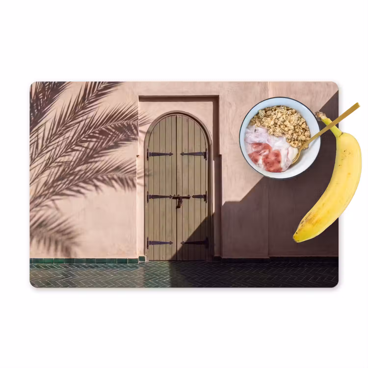 Deur - Hout - Architectuur - Groen - Rustiek Placemat vinyl groot -zzzproduct_Kitchenyeah-website