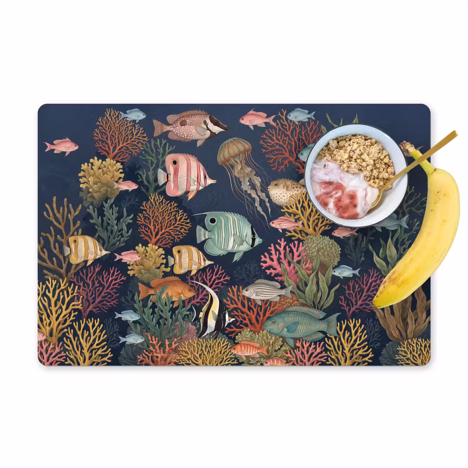 Onderwaterwereld - Vissen - Koraal - Illustratie - Kleurrijk Placemat vinyl groot -zzzproduct_Kitchenyeah-website