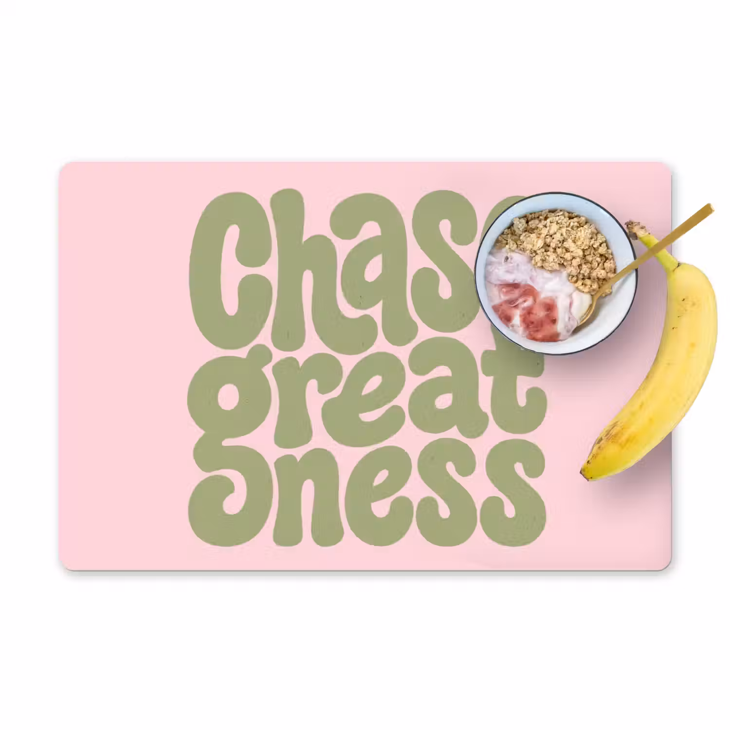 Chase greatness - Groen - Roze - Retro Placemat vinyl groot -zzzproduct_Kitchenyeah-website