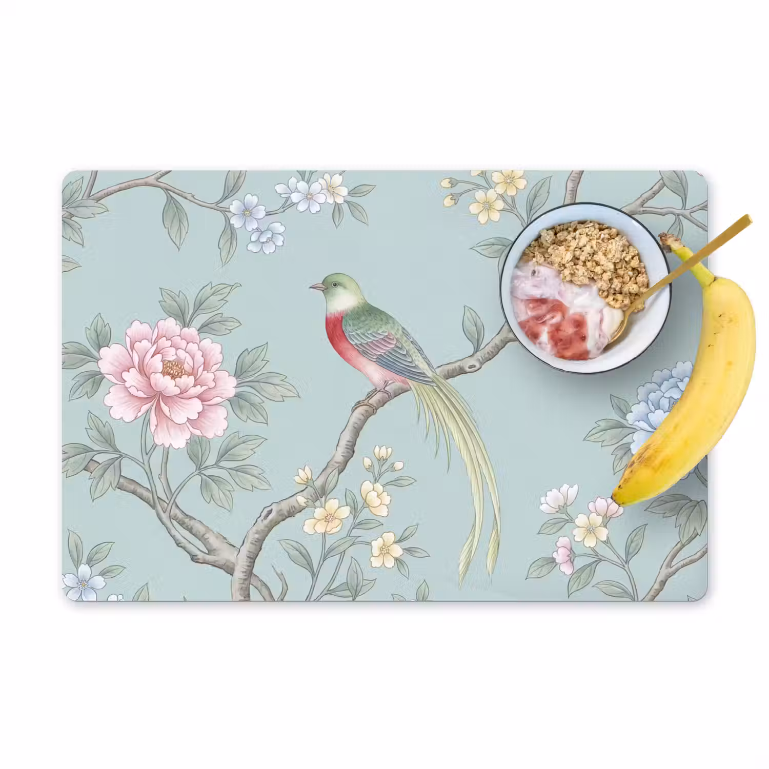 Vogel - Bloemen - Kleurrijk Placemat vinyl groot -zzzproduct_Kitchenyeah-website