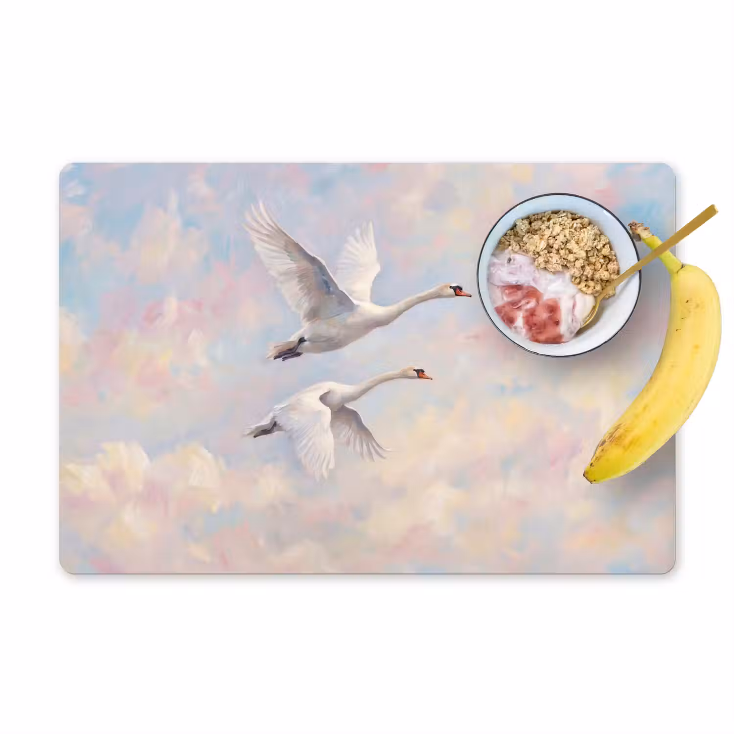 Vogel - Vliegend - Lucht - Modern - Pastel Placemat vinyl groot -zzzproduct_Kitchenyeah-website