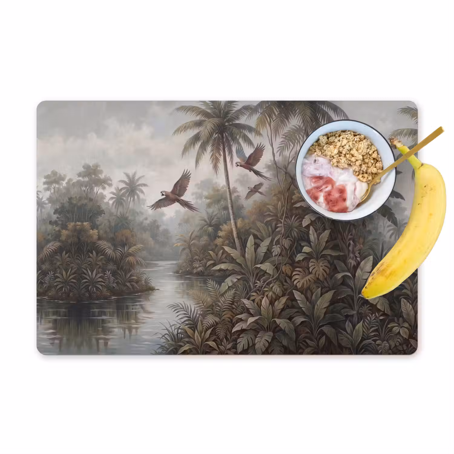 Vogel - Vliegend - Tropisch - Landschap - Klassiek Placemat vinyl groot -zzzproduct_Kitchenyeah-website