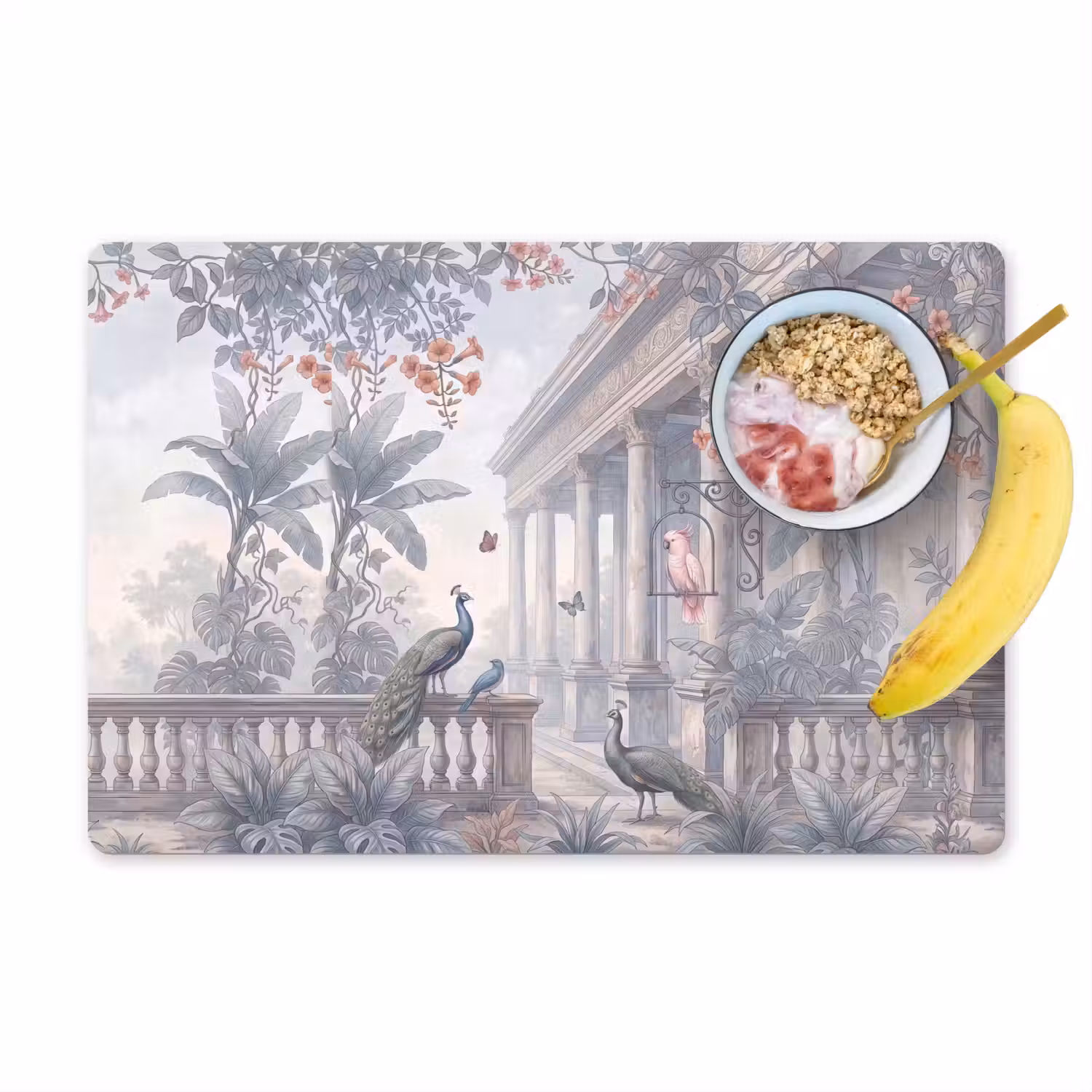 Vogel - Pauw - Architectuur - Klassiek - Groen Placemat vinyl groot -zzzproduct_Kitchenyeah-website