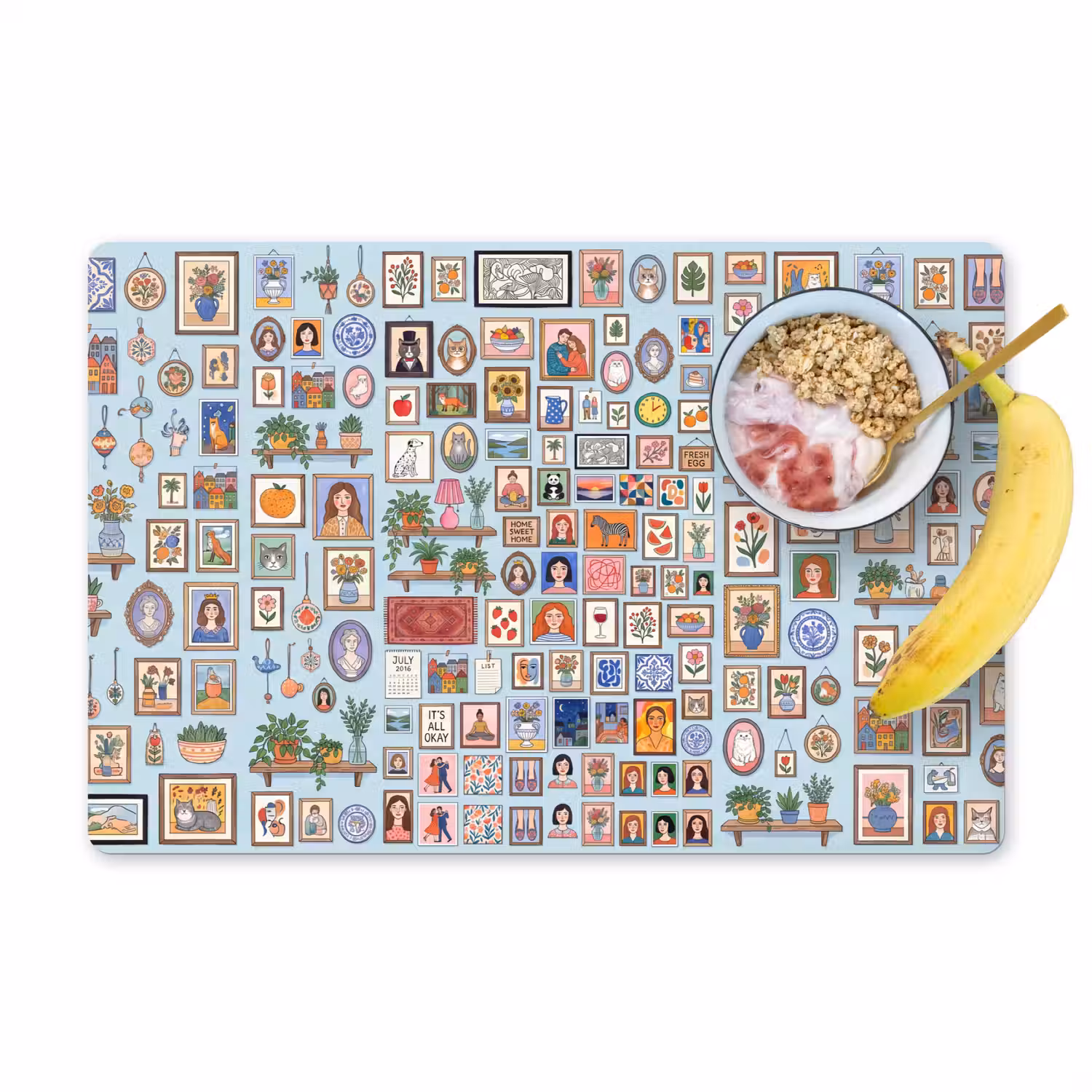 Wanddecoratie - Collectie - Huis - Illustratief - Kleurrijk Placemat vinyl groot -zzzproduct_Kitchenyeah-website