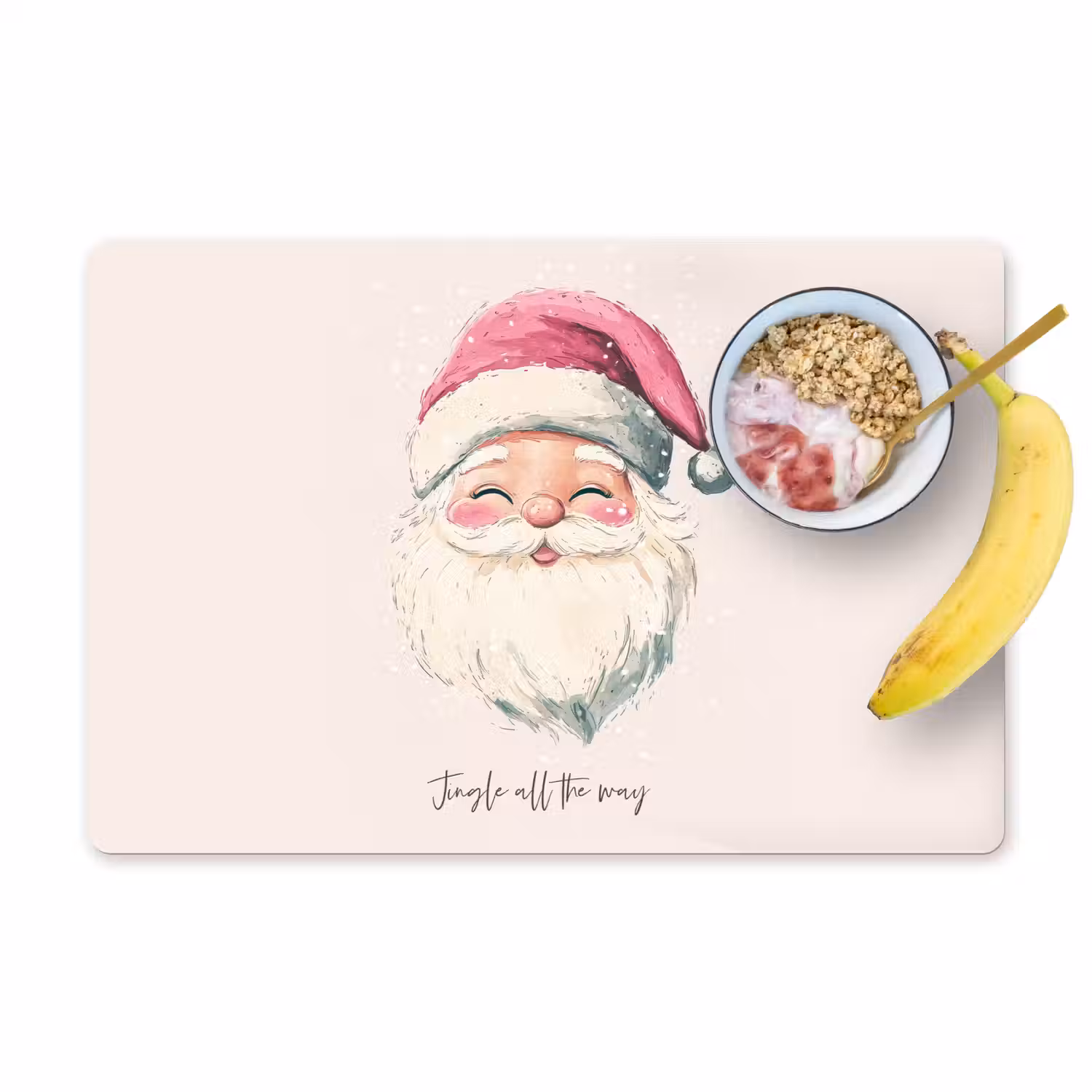 Kerstman - Kerst - Quote - Beige Placemat vinyl groot -zzzproduct_Kitchenyeah-website