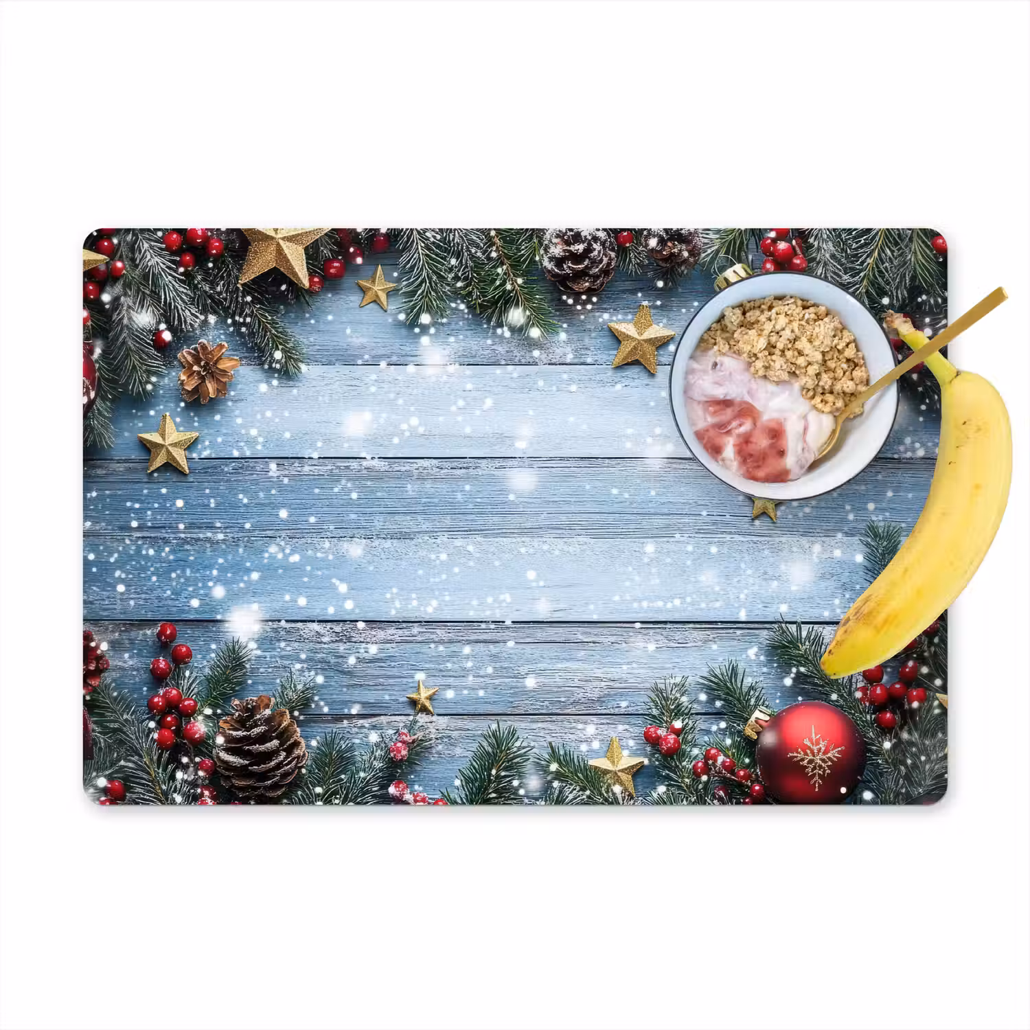 Kerstomlijsting - Sneeuw - Meerkleurig Placemat vinyl groot -zzzproduct_Kitchenyeah-website