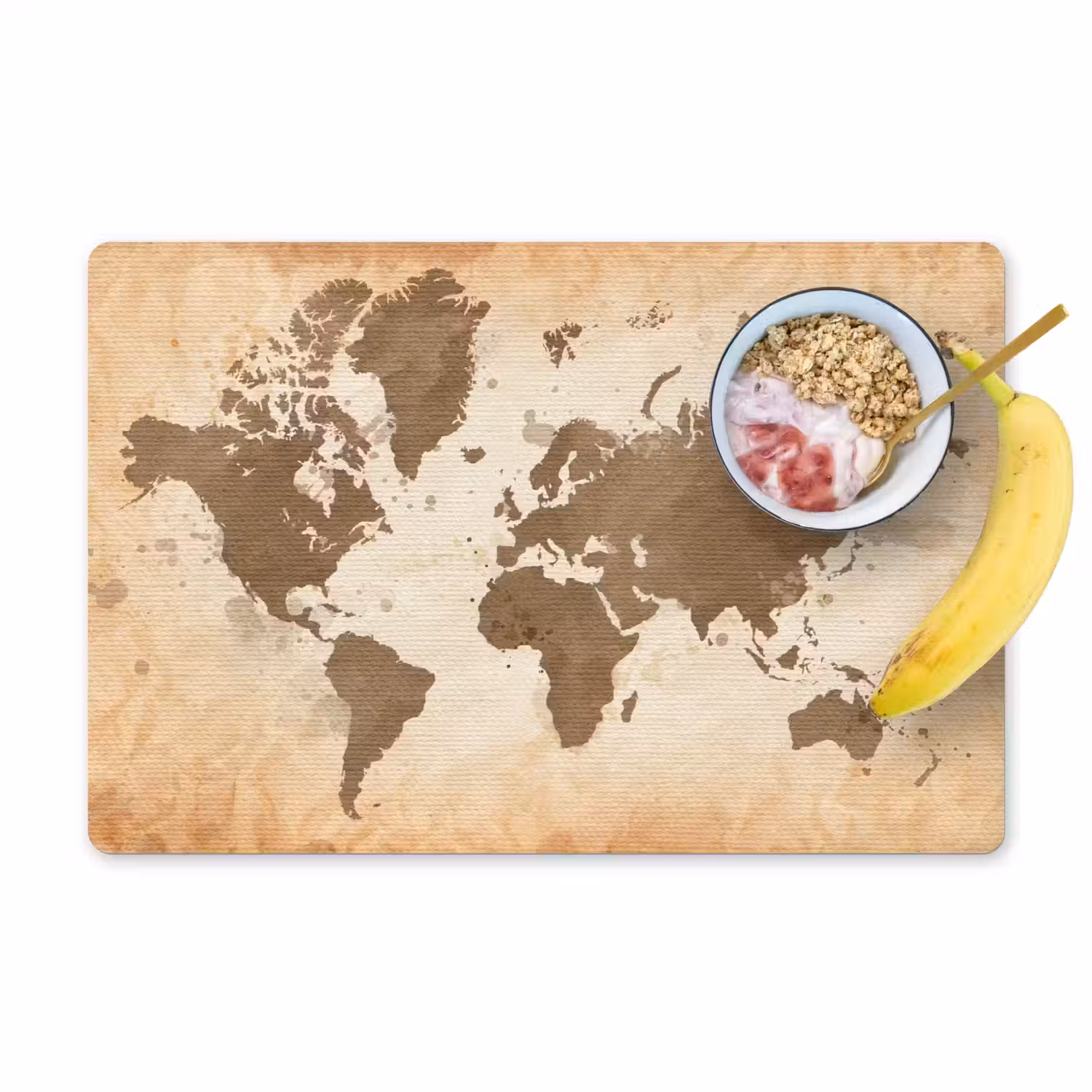 Wereldkaart - Beige - Bruin Placemat vinyl groot -zzzproduct_Kitchenyeah-website