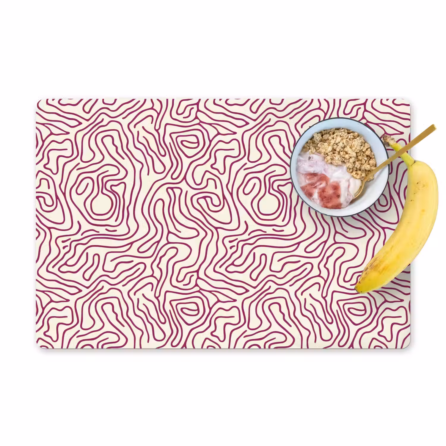 Kronkelende lijn - Magenta - Crème Placemat vinyl groot 368 -zzzproduct_Kitchenyeah-website