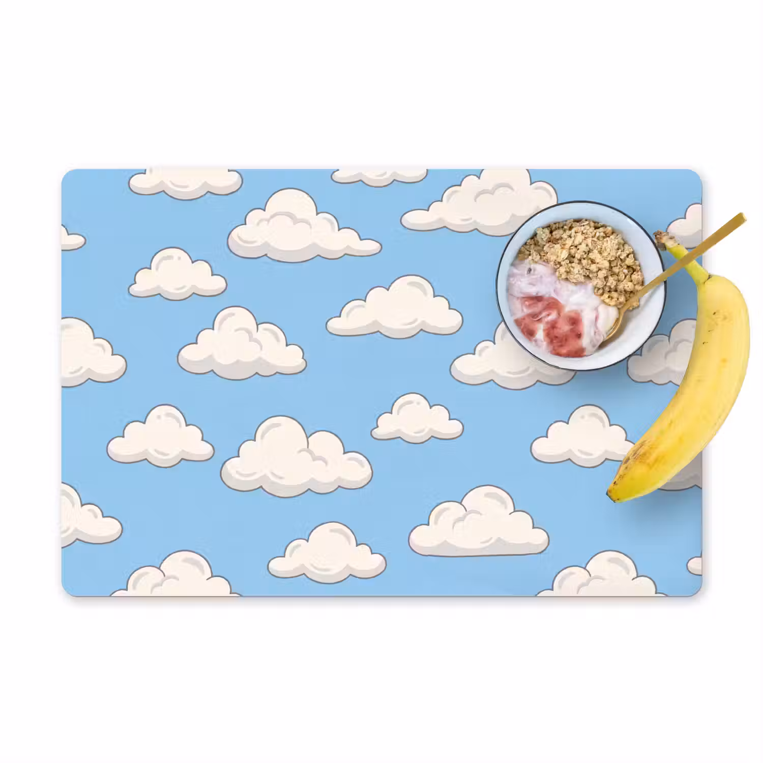 Wolk - Cartoon - Lucht - Blauw - Wit Placemat vinyl groot -zzzproduct_Kitchenyeah-website