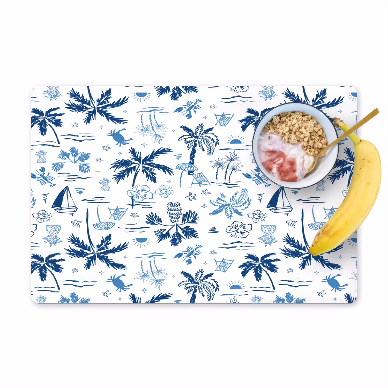 Zee - Strand - Blauw - Wit Placemat vinyl groot 368 -zzzproduct_Kitchenyeah-website