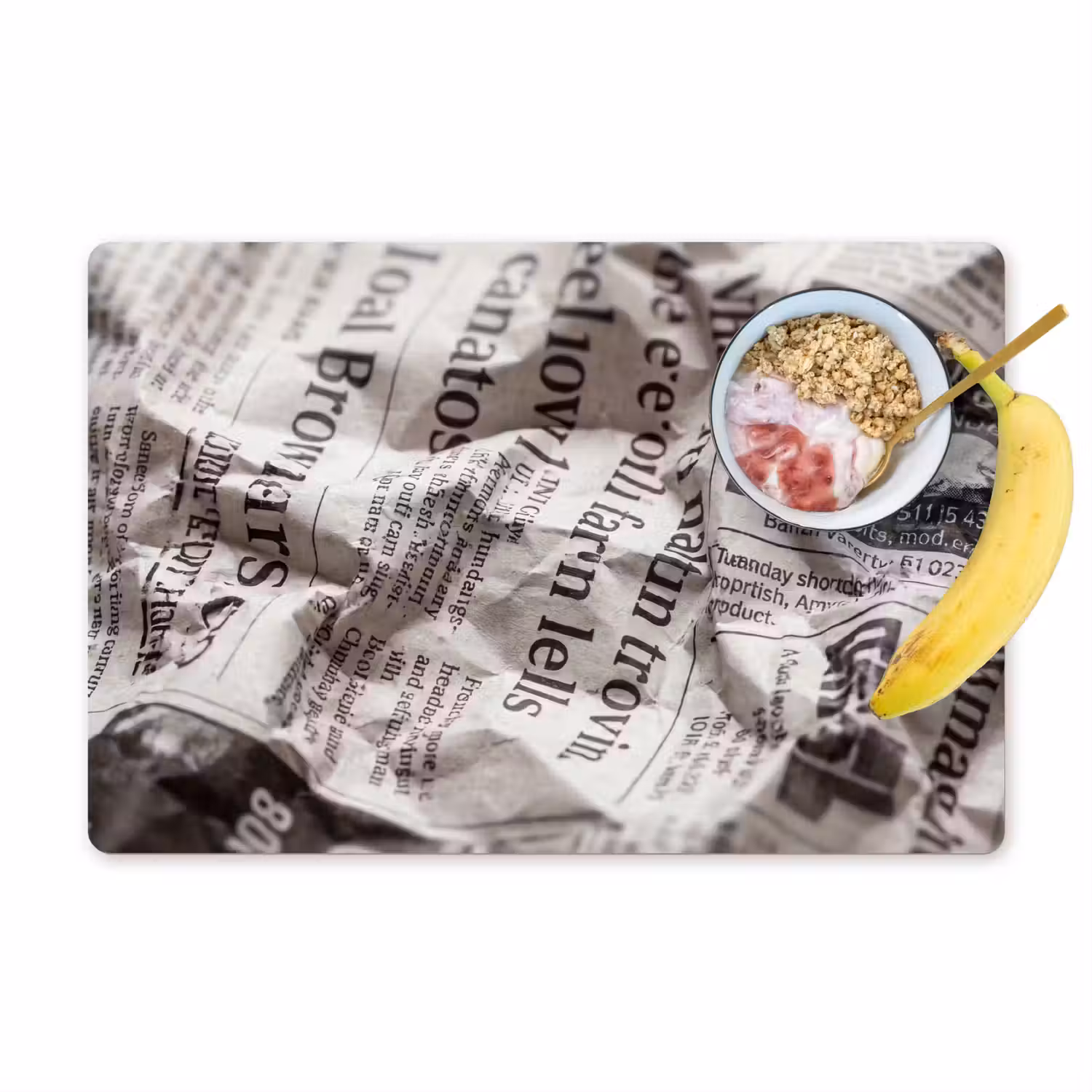 Krant - Gekreukeld - Textuur - Vintage - Zwart-wit Placemat vinyl groot -zzzproduct_Kitchenyeah-website